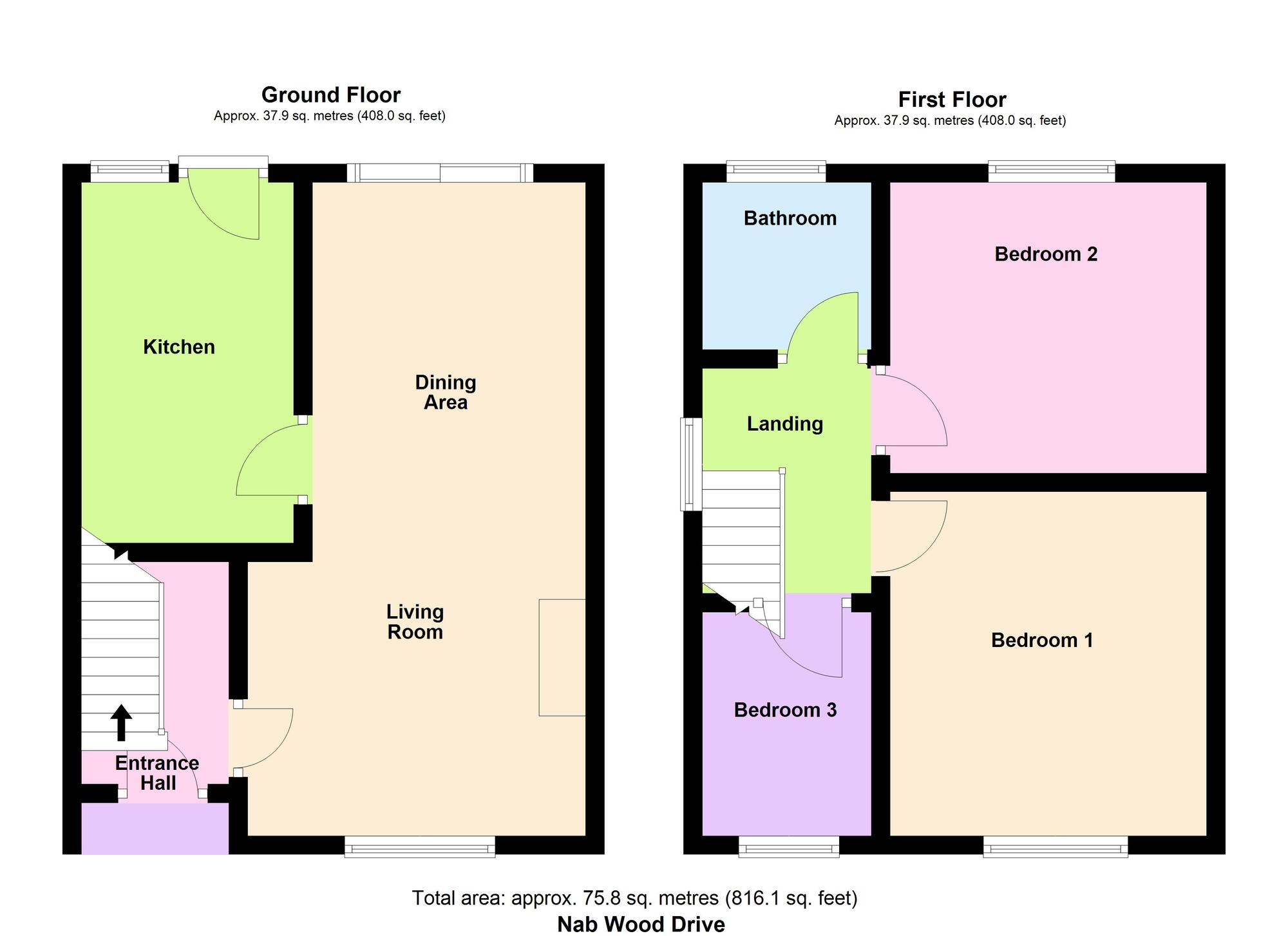 Floorplan of 3 bedroom Semi Detached House for sale, Nab Wood Drive, Shipley, West Yorkshire, BD18