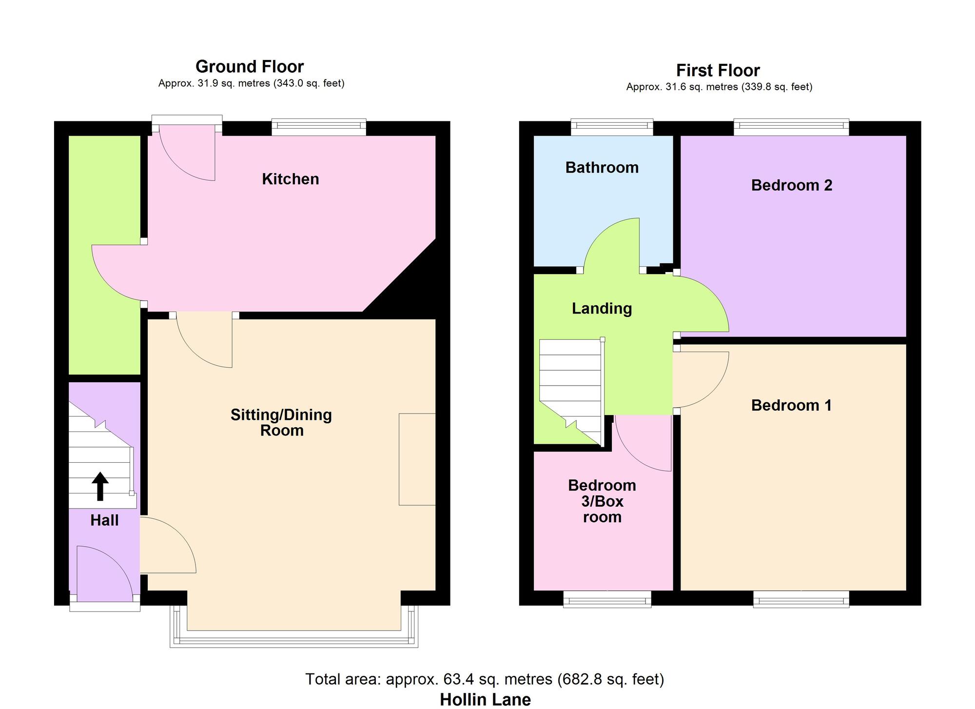 Floorplan of 3 bedroom Mid Terrace House for sale, Hollin Lane, Shipley, West Yorkshire, BD18