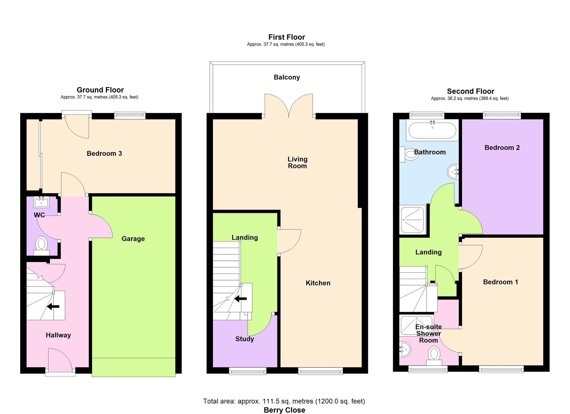 Floorplan of 3 bedroom Mid Terrace House for sale, Berry Close, Baildon, West Yorkshire, BD17