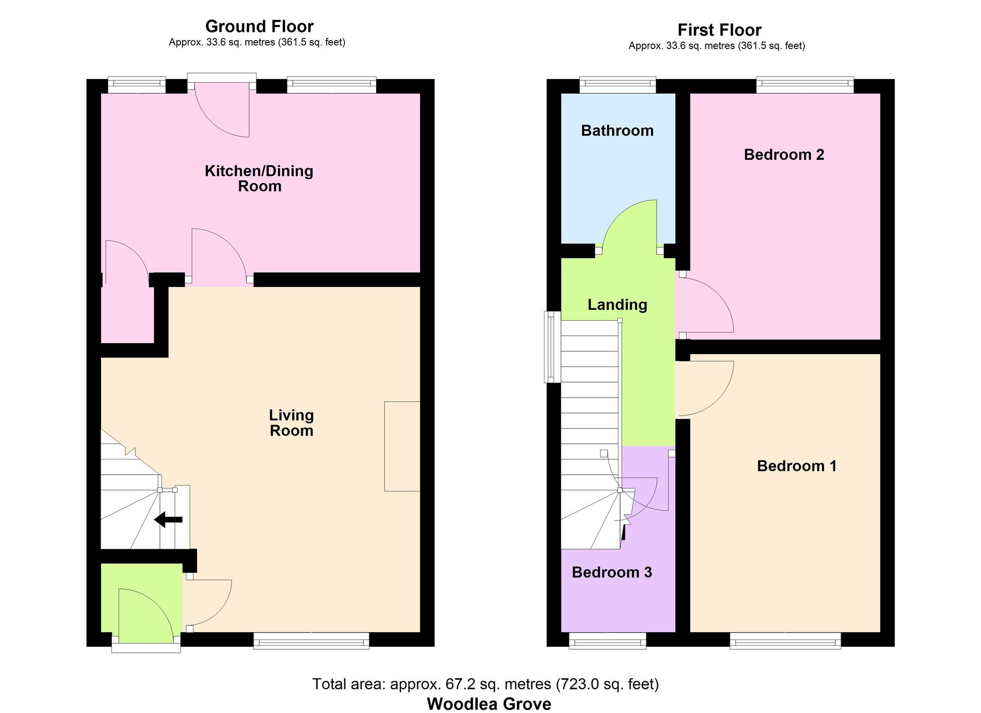Floorplan of 3 bedroom End Terrace House for sale, Woodlea Grove, Yeadon, West Yorkshire, LS19