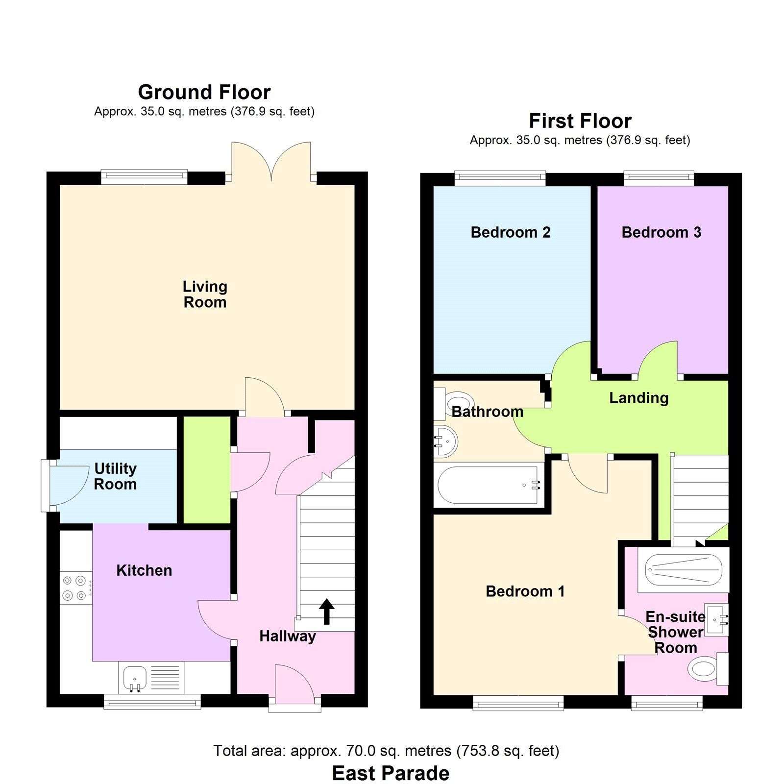 Floorplan of 3 bedroom Semi Detached House for sale, East Parade, Baildon, West Yorkshire, BD17
