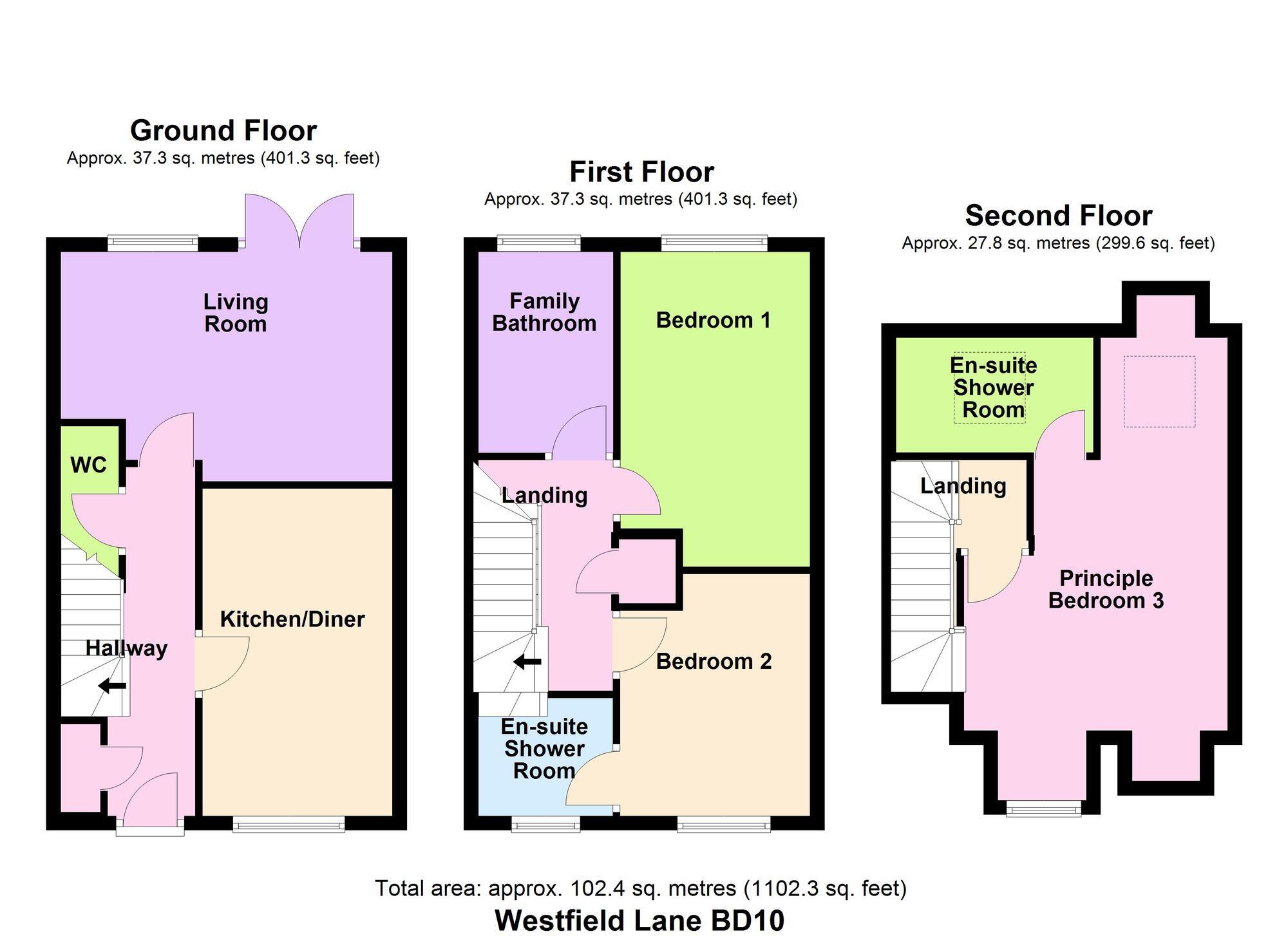 Floorplan of 3 bedroom Mid Terrace House for sale, Westfield Lane, Idle, West Yorkshire, BD10