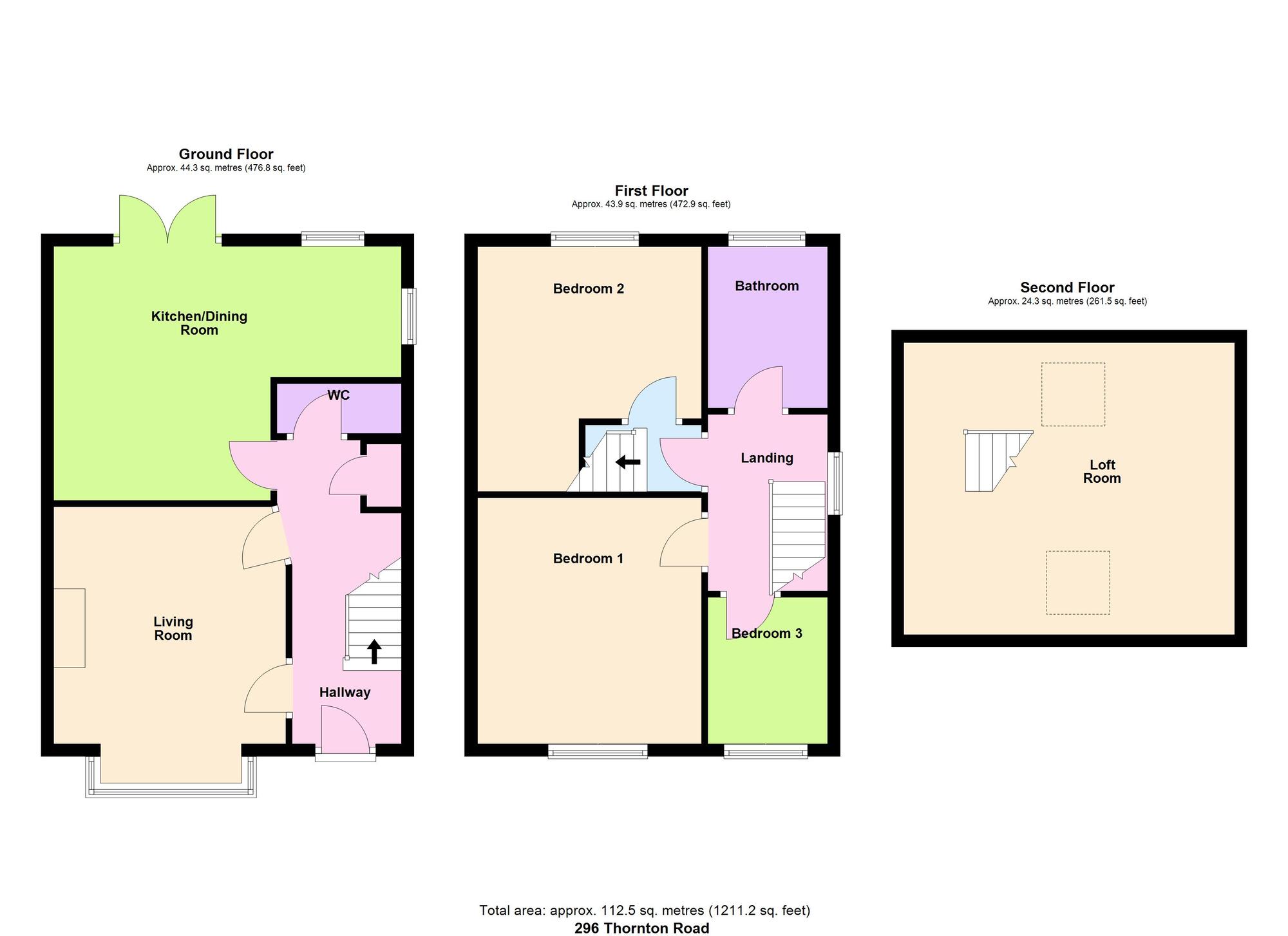 Floorplan of 3 bedroom Semi Detached House for sale, Thornton Road, Thornton, West Yorkshire, BD13