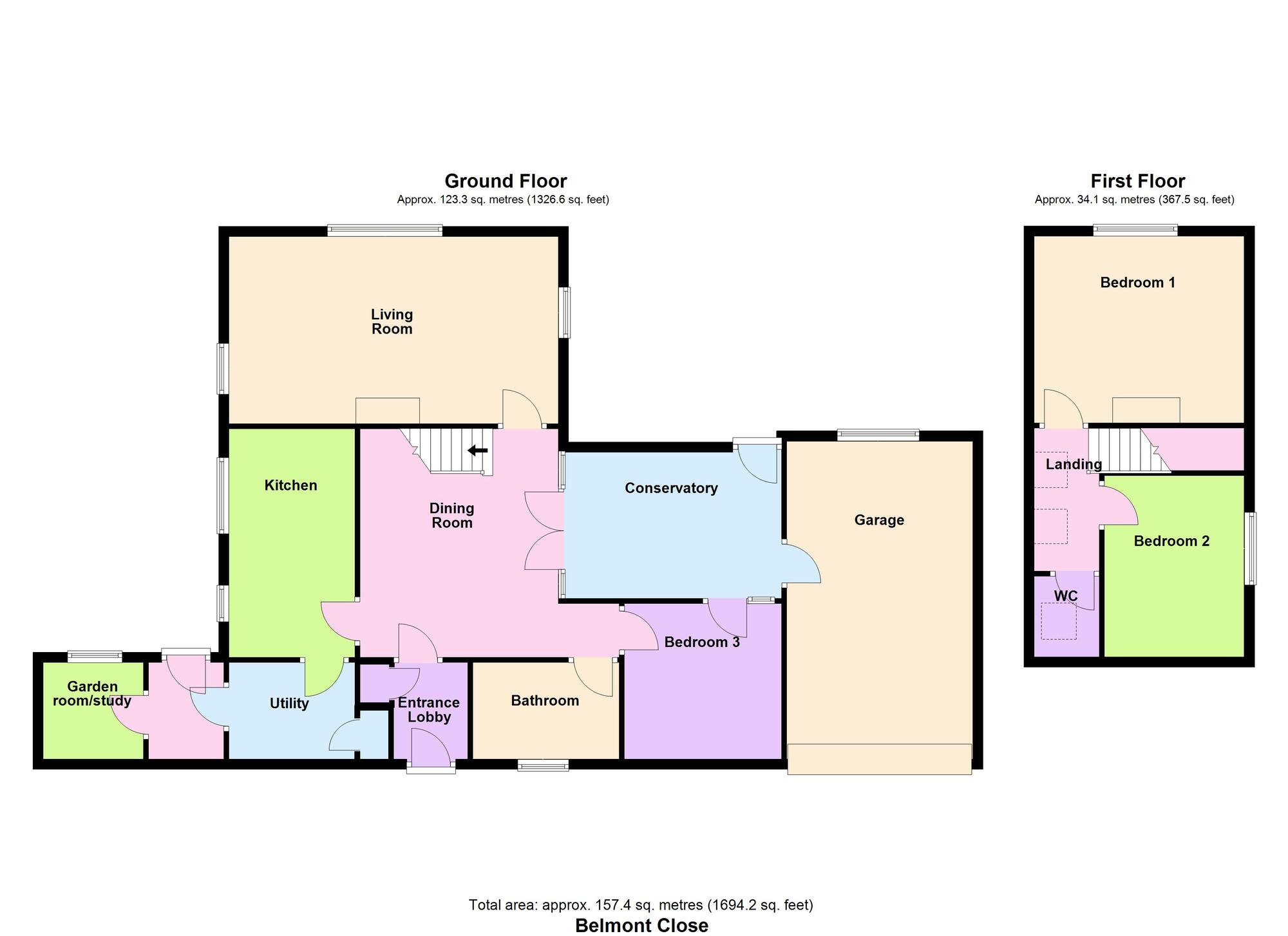 Floorplan of 3 bedroom Detached House for sale, Belmont Close, Baildon, West Yorkshire, BD17