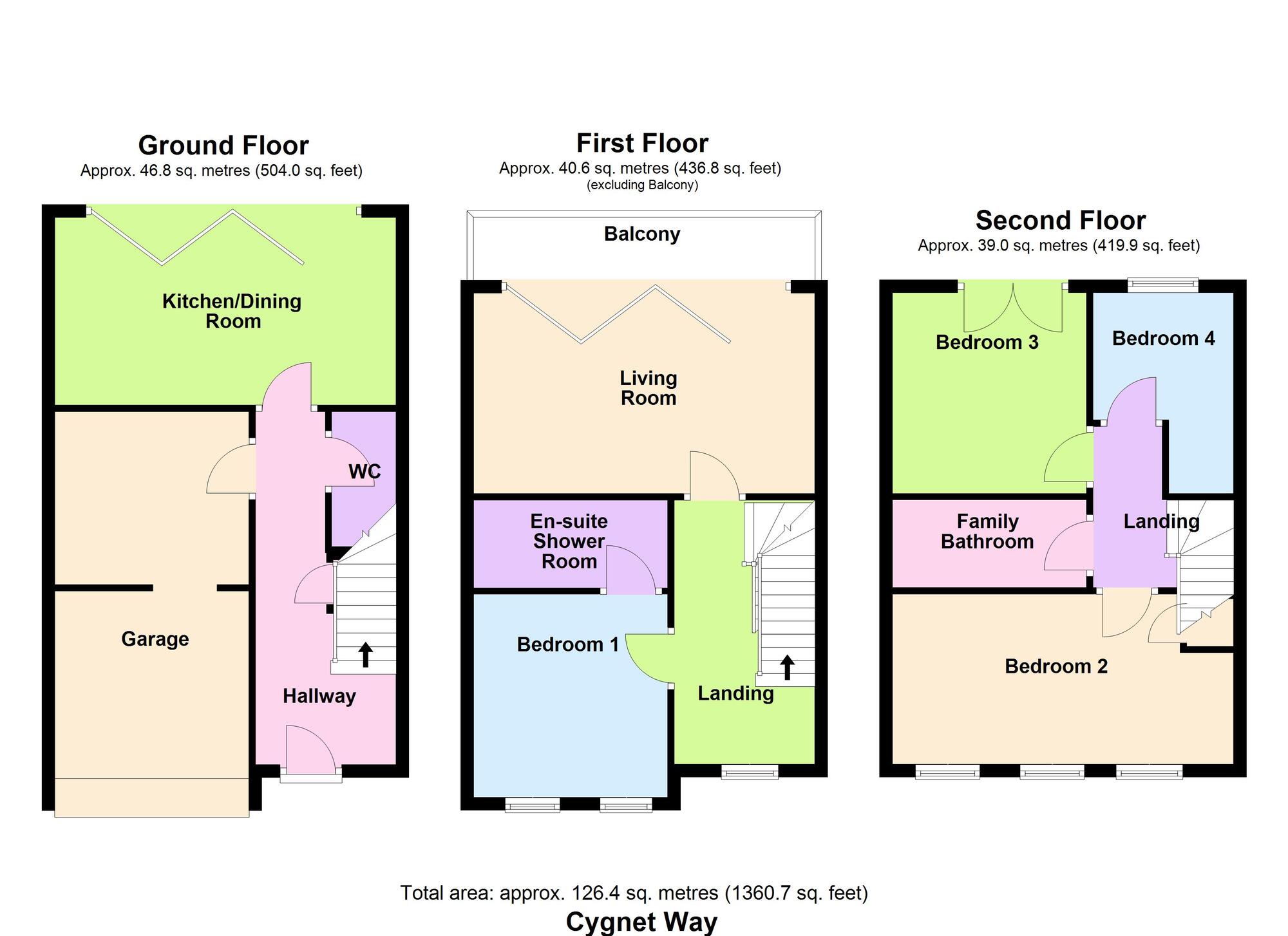 Floorplan of 4 bedroom Mid Terrace House for sale, Cygnet Way, Shipley, West Yorkshire, BD17