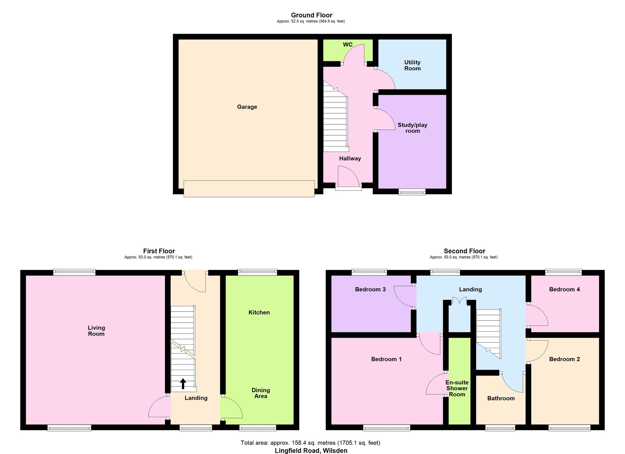 Floorplan of 4 bedroom Detached House for sale, Lingfield Road, Wilsden, West Yorkshire, BD15