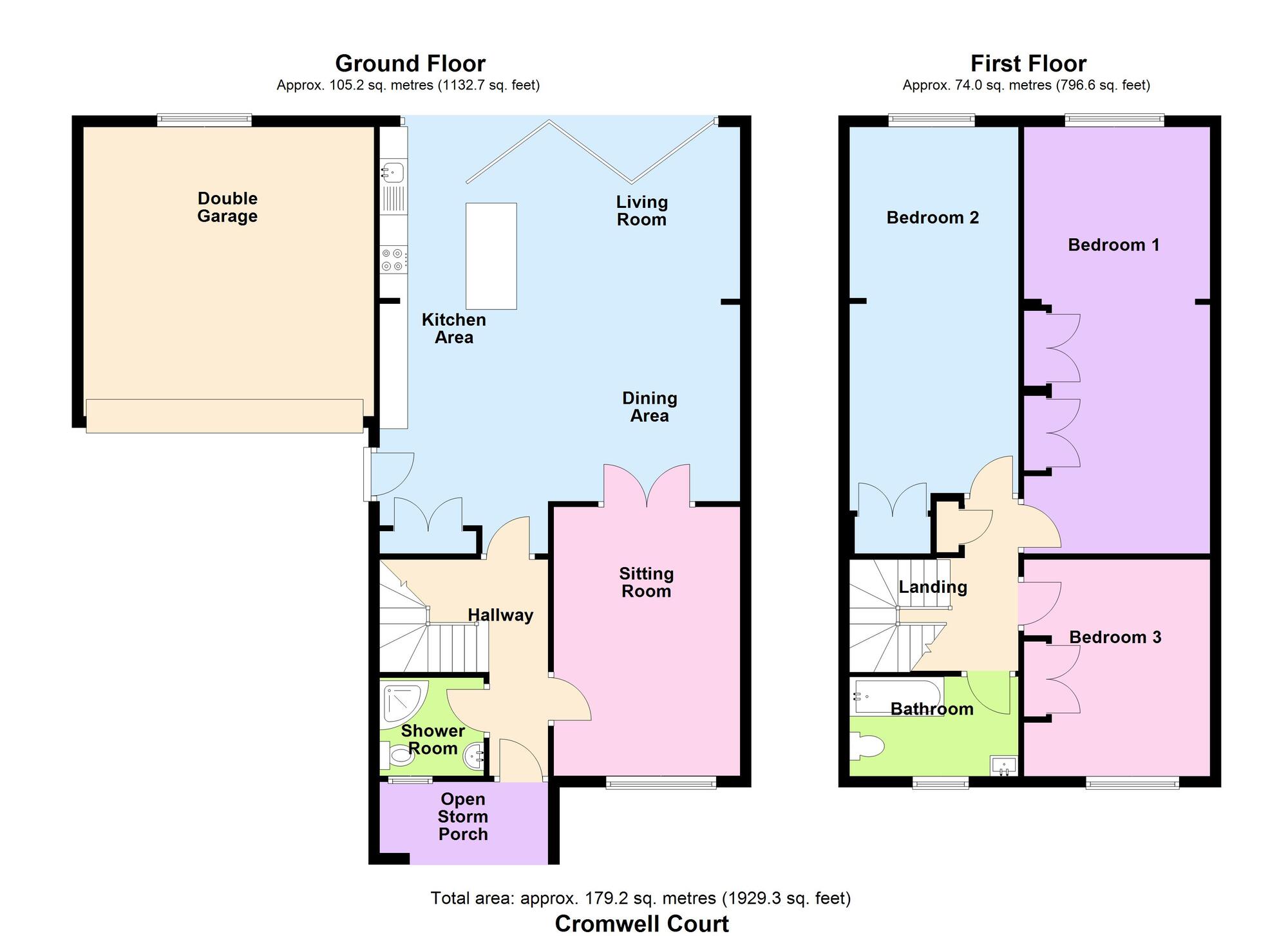 Floorplan of 3 bedroom Detached House for sale, Cromwell Court, Bradford, West Yorkshire, BD9
