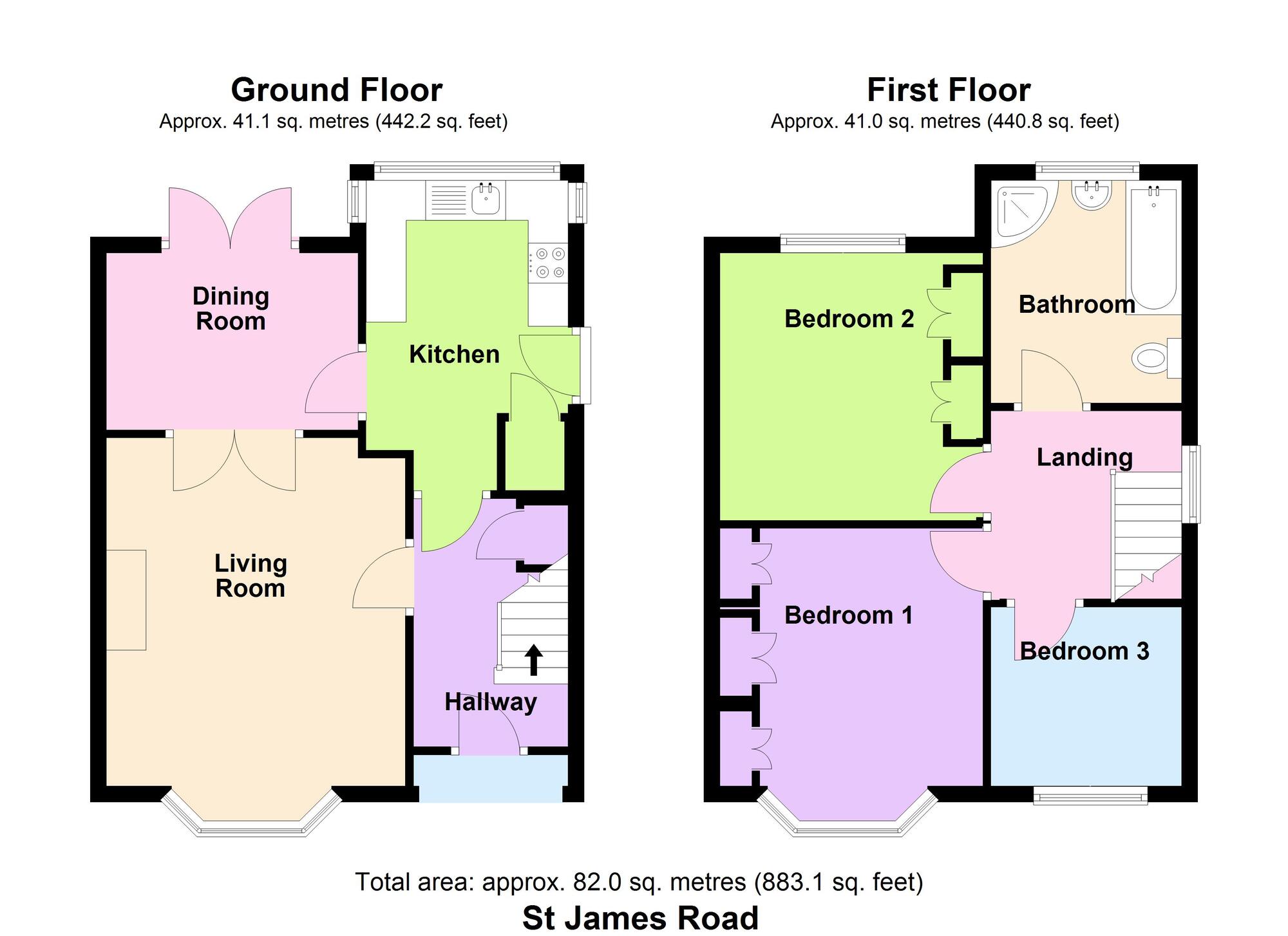 Floorplan of 3 bedroom Semi Detached House for sale, St. James Road, Baildon, West Yorkshire, BD17