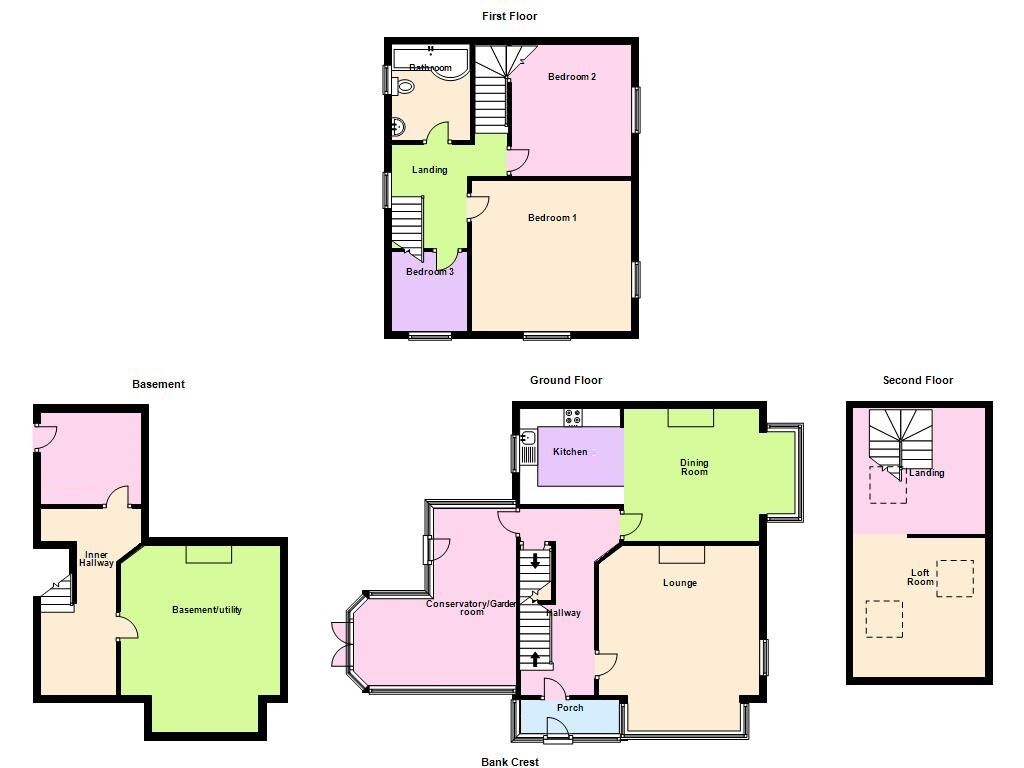 Floorplan of 4 bedroom Semi Detached House for sale, Bank Crest, Baildon, West Yorkshire, BD17