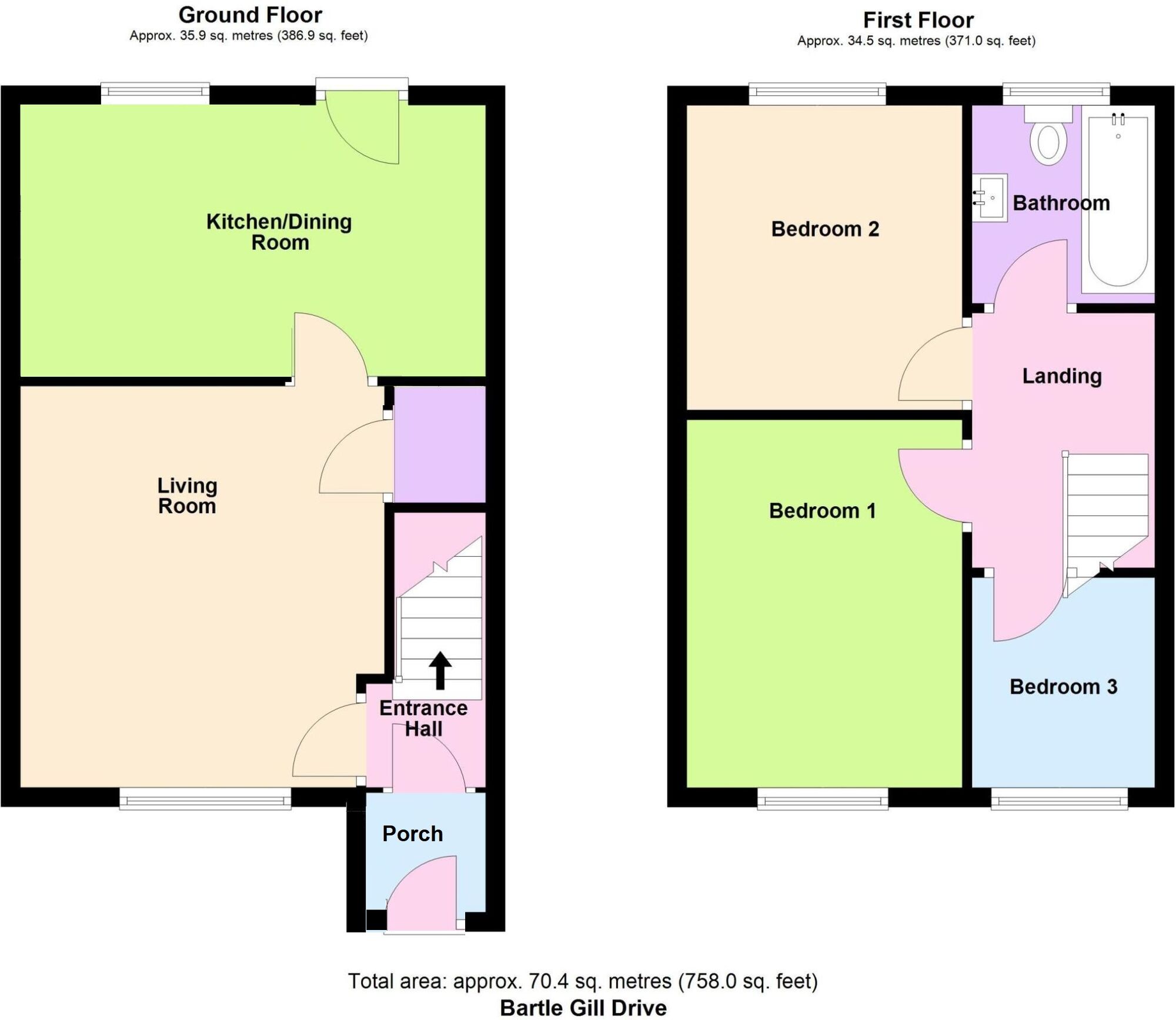 Floorplan of 3 bedroom Semi Detached House for sale, Bartle Gill Drive, Baildon, West Yorkshire, BD17