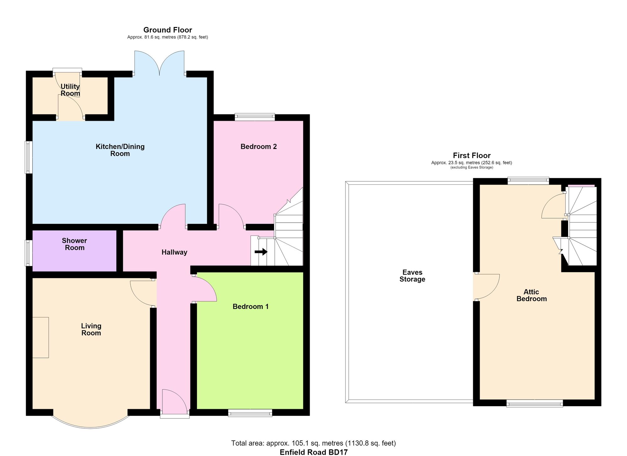 Floorplan of 3 bedroom Semi Detached Bungalow for sale, Enfield Road, Baildon, West Yorkshire, BD17