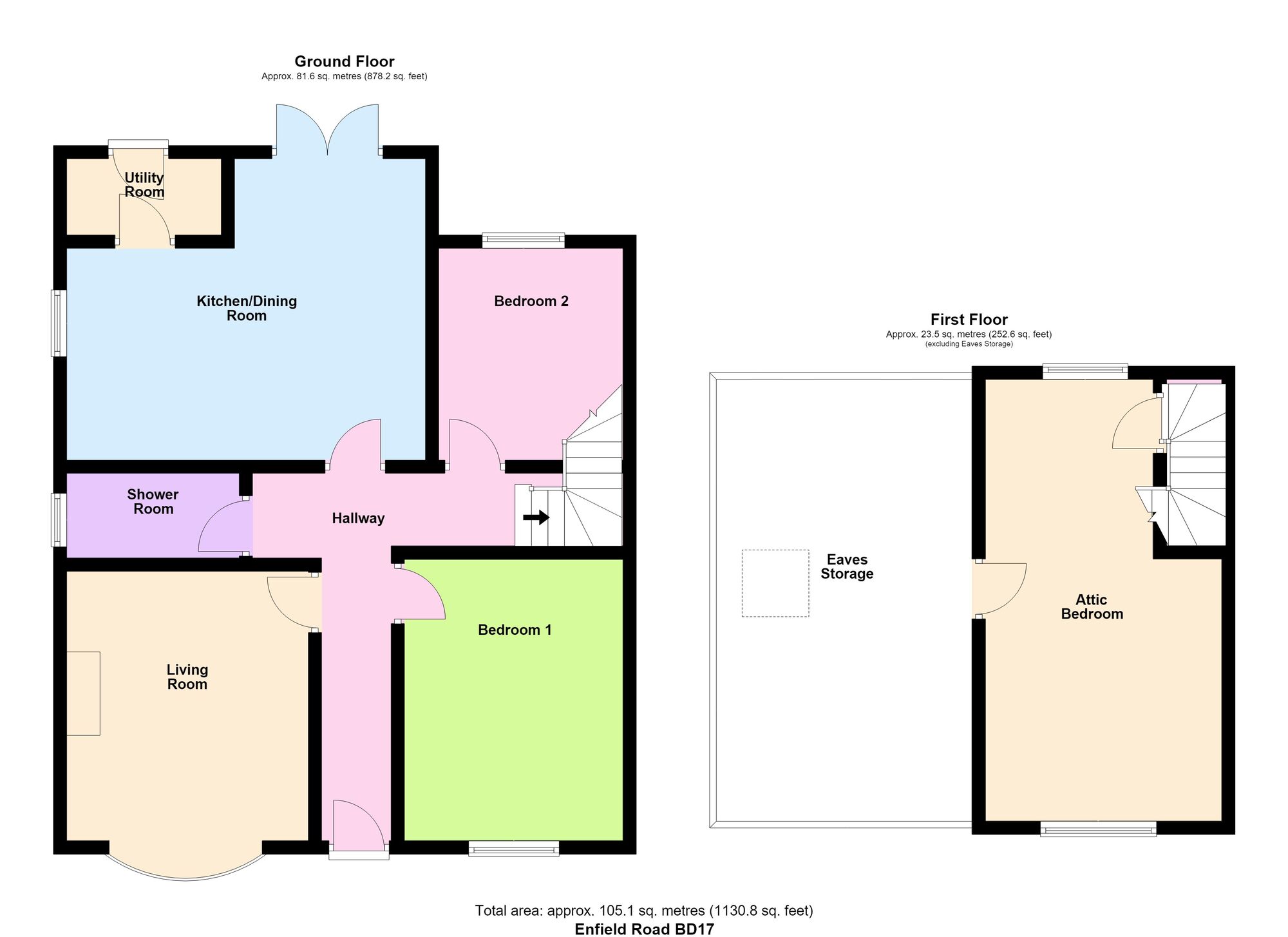 Floorplan of 3 bedroom Semi Detached Bungalow for sale, Enfield Road, Baildon, West Yorkshire, BD17