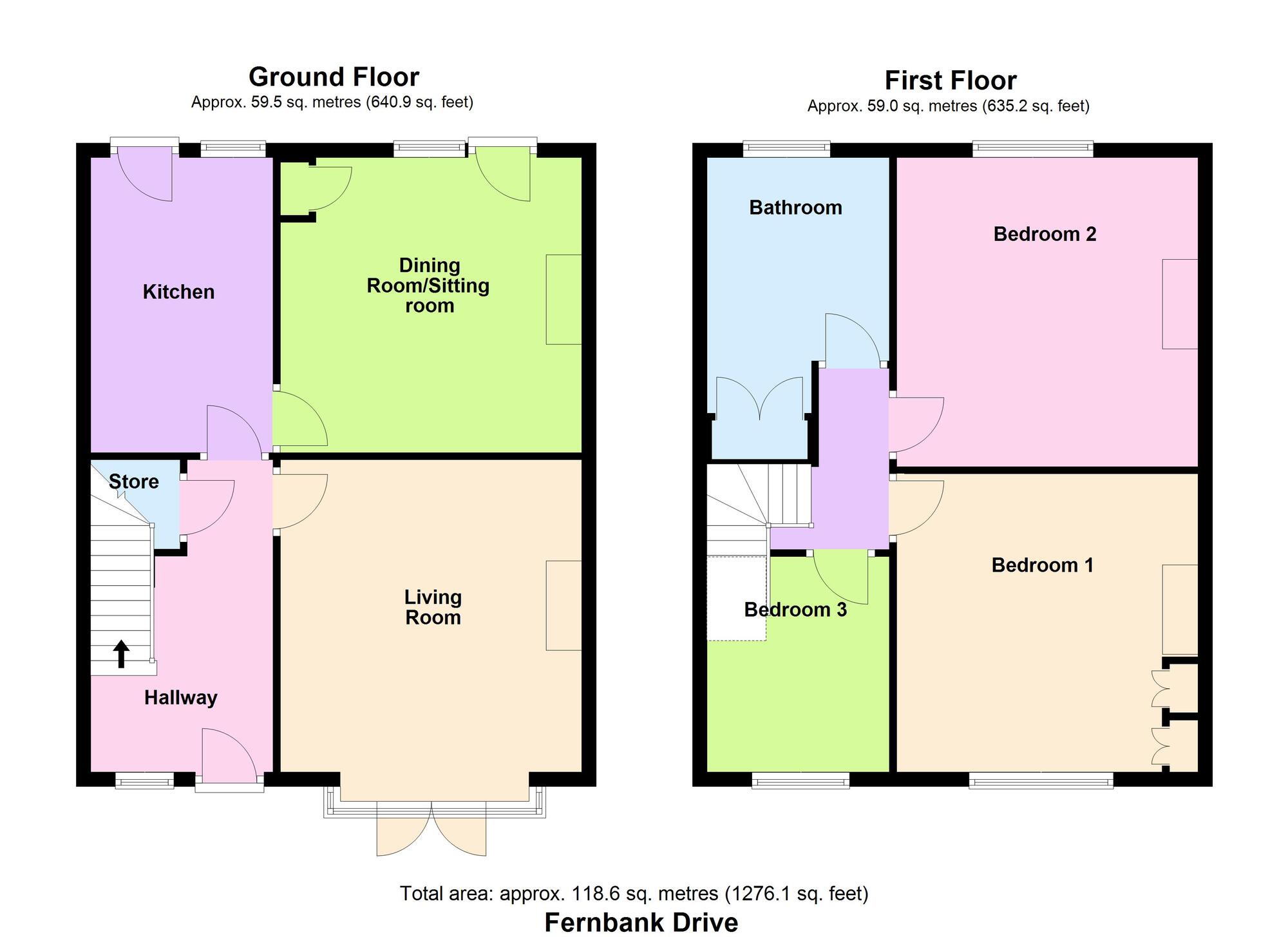 Floorplan of 3 bedroom Mid Terrace House for sale, Fernbank Drive, Baildon, West Yorkshire, BD17