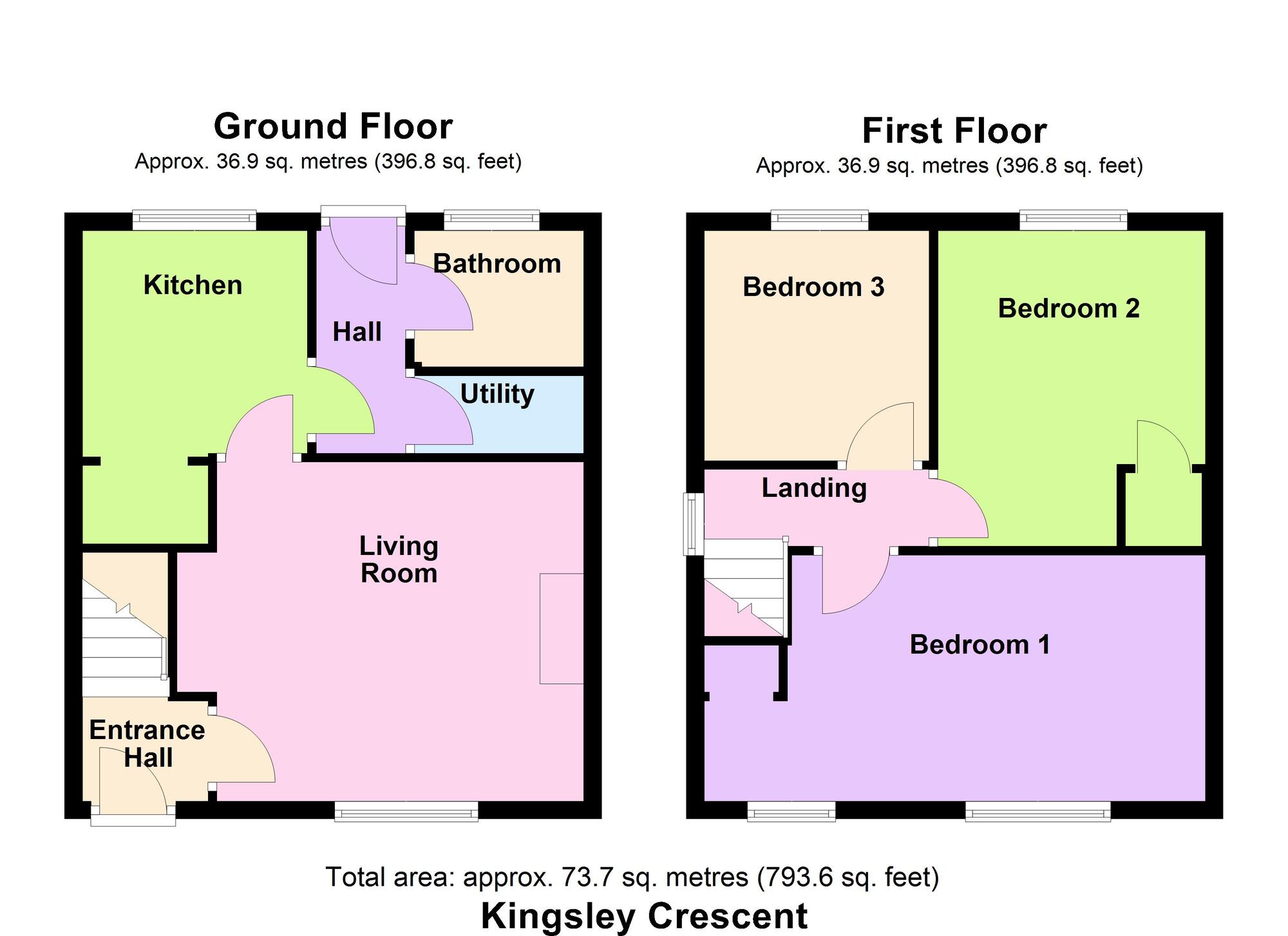 Floorplan of 3 bedroom Semi Detached House for sale, Kingsley Crescent, Baildon, West Yorkshire, BD17