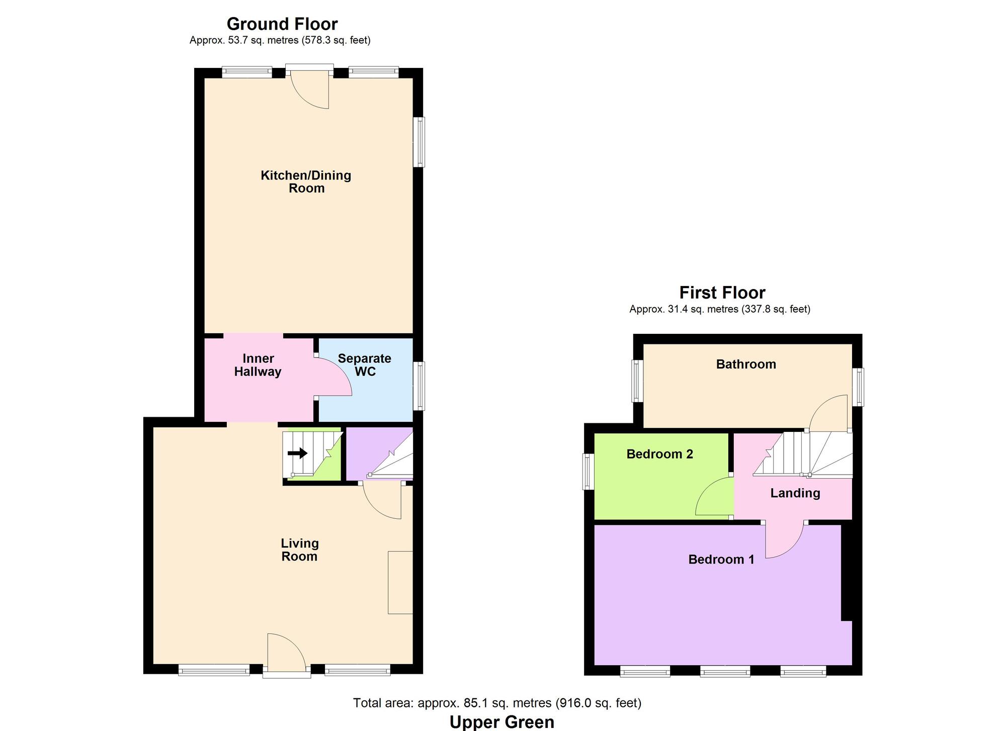Floorplan of 2 bedroom Mid Terrace House for sale, Upper Green, Baildon, West Yorkshire, BD17