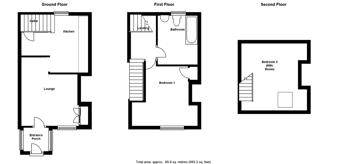 Floorplan of 2 bedroom Mid Terrace House for sale, Briar Rhydding, Baildon, West Yorkshire, BD17