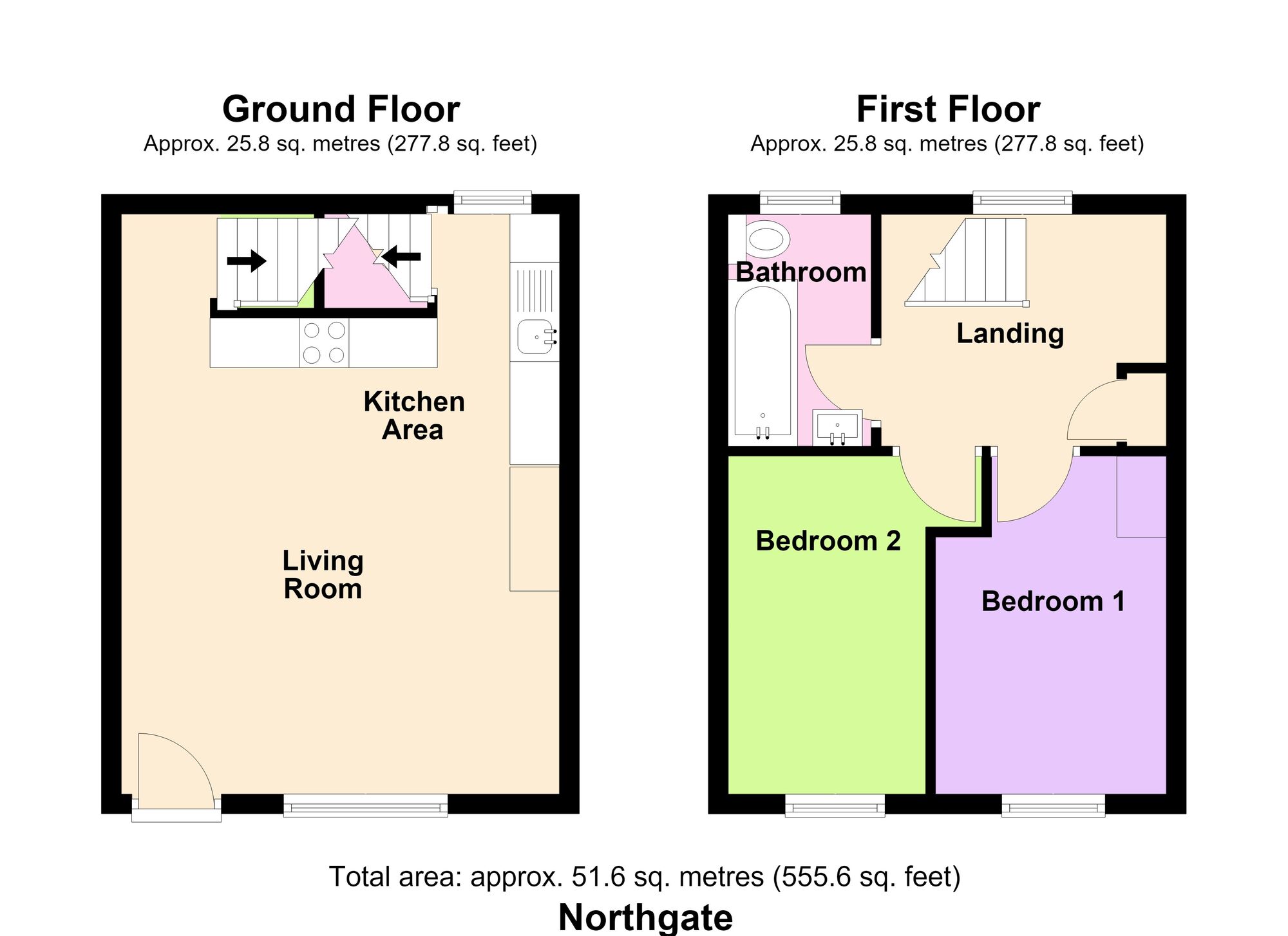 Floorplan of 2 bedroom Mid Terrace House for sale, Northgate, Baildon, West Yorkshire, BD17