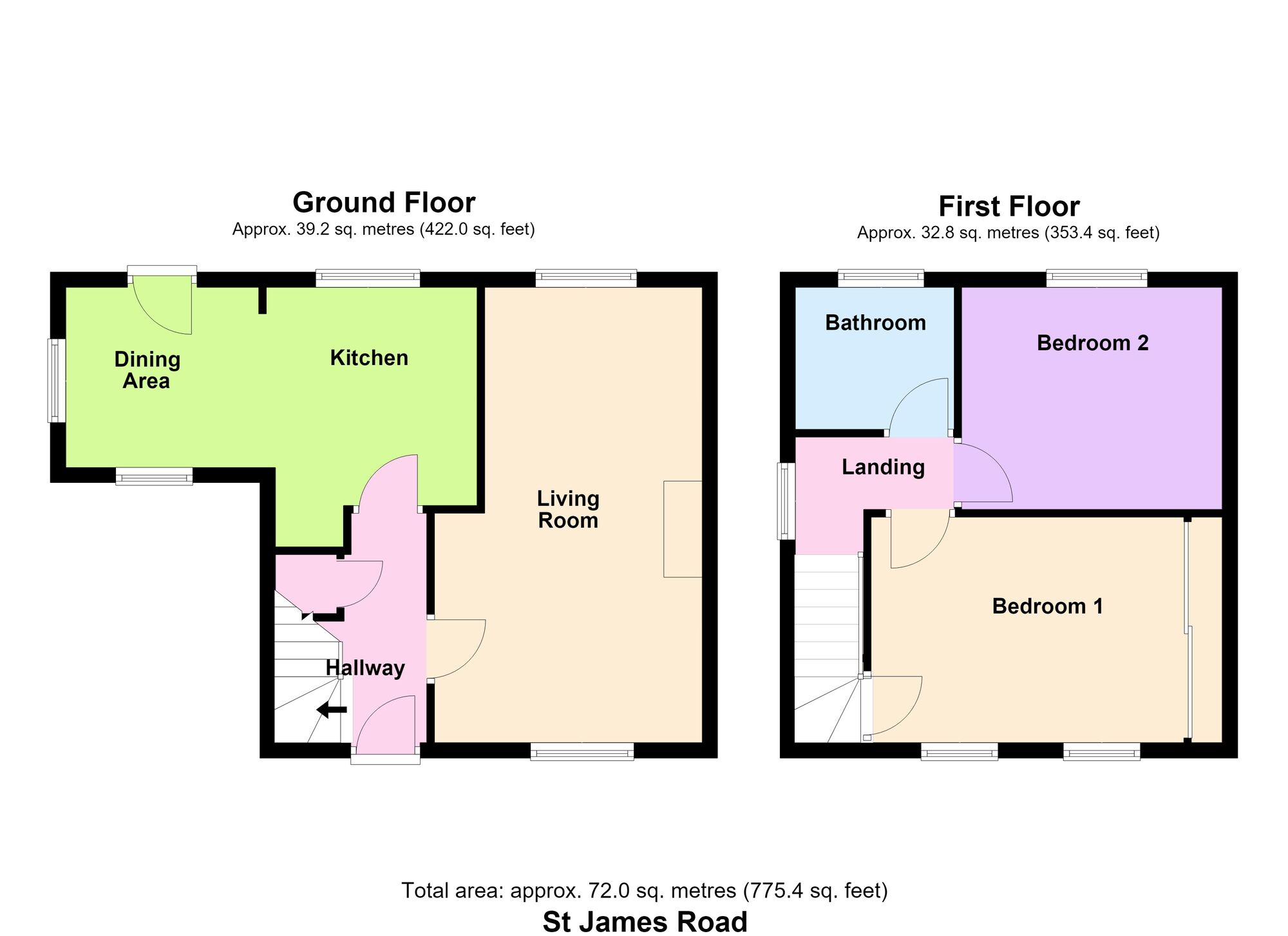 Floorplan of 2 bedroom Semi Detached House for sale, St. James Road, Baildon, West Yorkshire, BD17