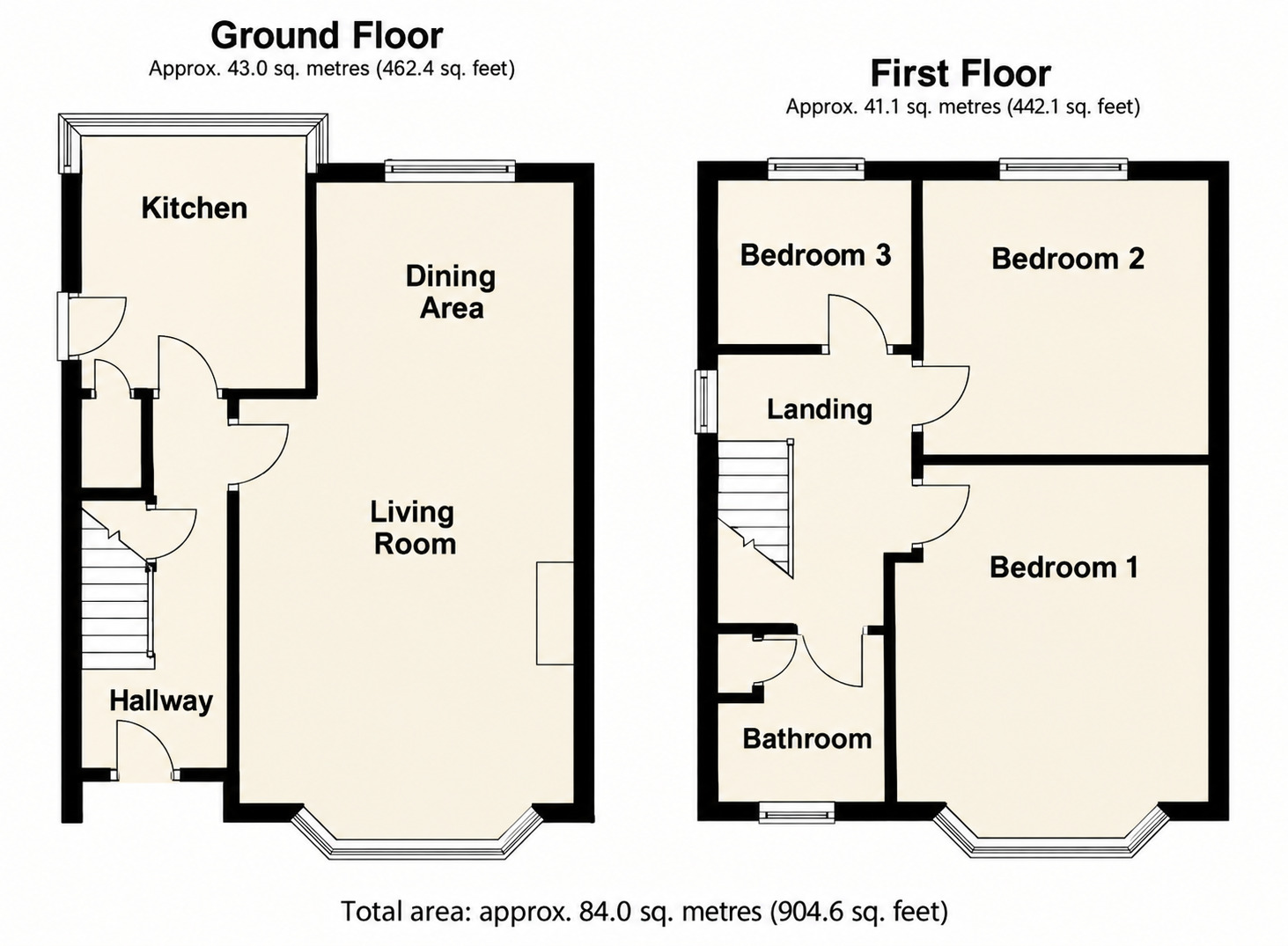 Floorplan of 3 bedroom Semi Detached House for sale, St. James Road, Baildon, West Yorkshire, BD17