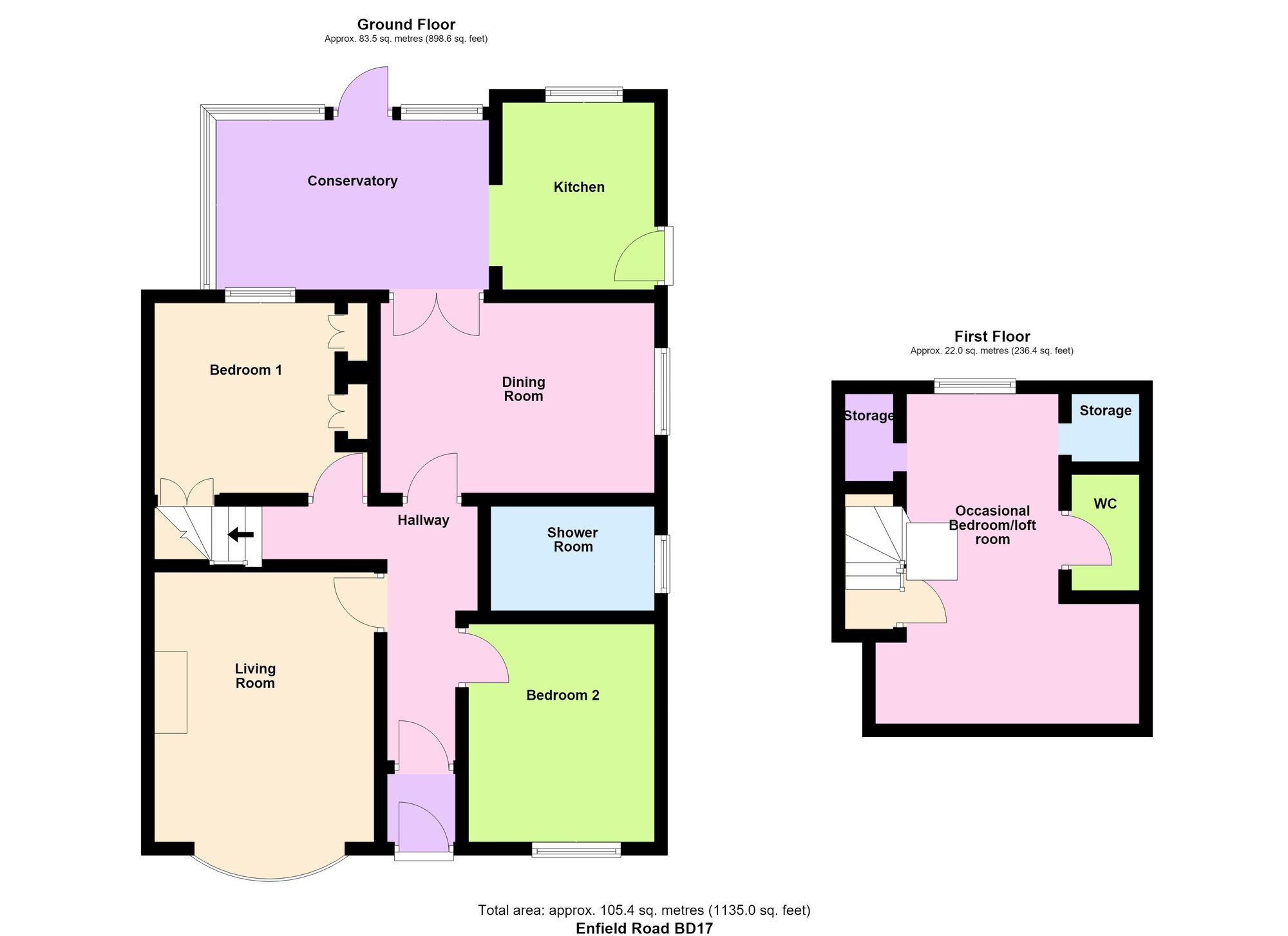 Floorplan of 2 bedroom Semi Detached Bungalow for sale, Enfield Road, Baildon, West Yorkshire, BD17
