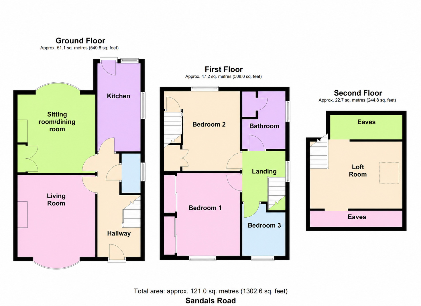 Floorplan of 3 bedroom Semi Detached House for sale, Sandals Road, Baildon, West Yorkshire, BD17