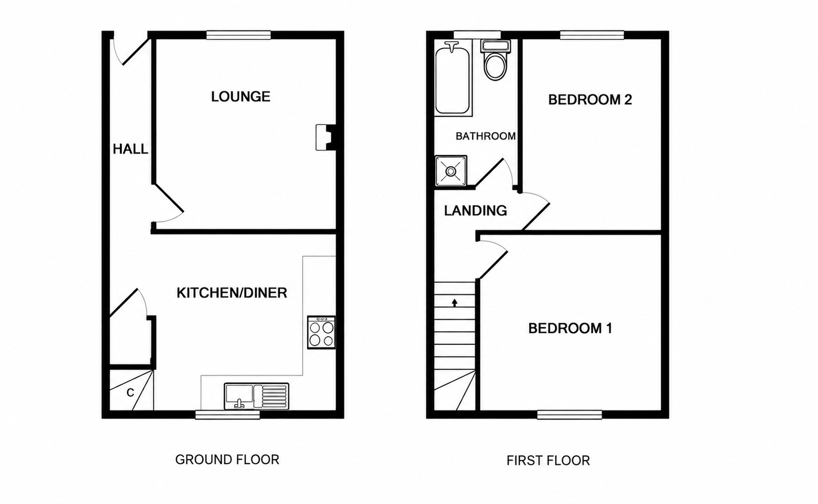 Floorplan of 2 bedroom Mid Terrace House for sale, Daisy Hill Lane, Bradford, West Yorkshire, BD9