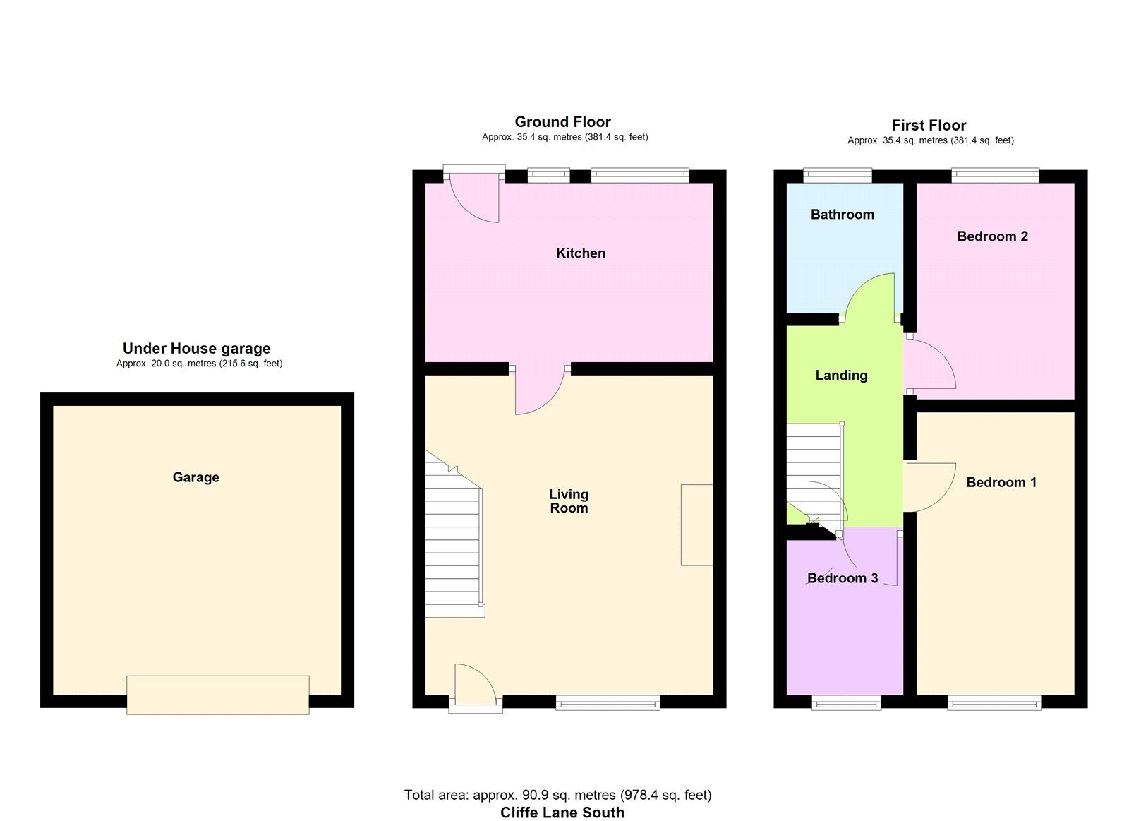 Floorplan of 3 bedroom Mid Terrace House for sale, Cliffe Lane South, Baildon, West Yorkshire, BD17