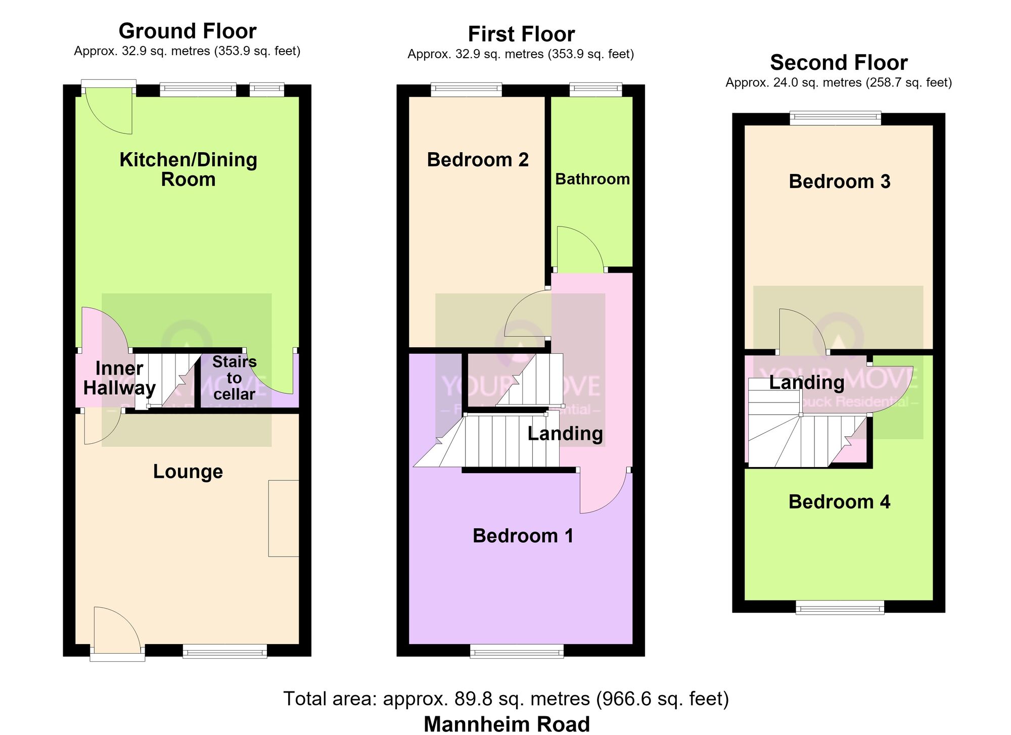 Floorplan of 4 bedroom Mid Terrace House for sale, Mannheim Road, Bradford, West Yorkshire, BD9
