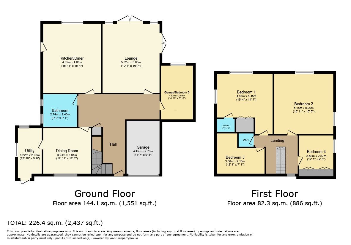 Floorplan of 5 bedroom Detached House for sale, Hillsborough Road, Glen Parva, Leicester, LE2