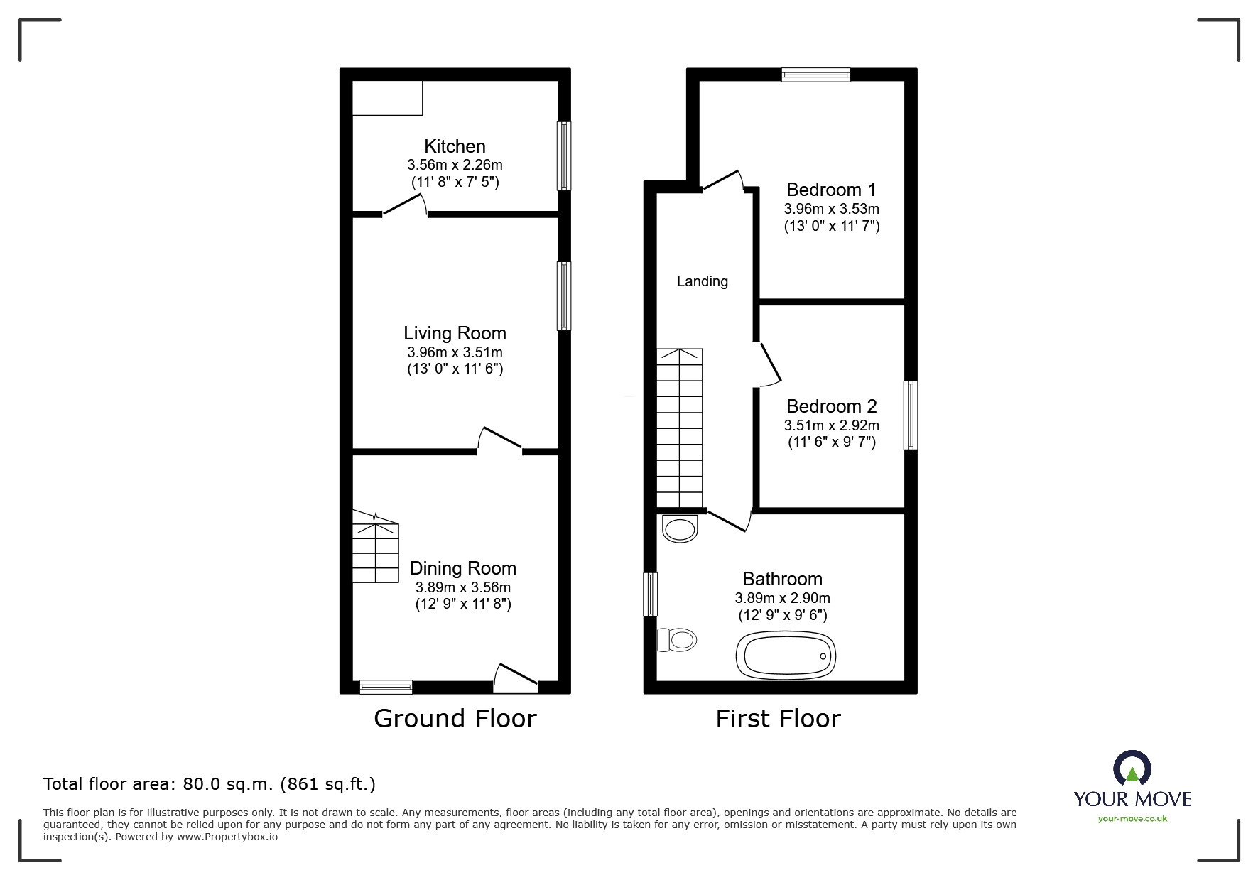 Floorplan of 2 bedroom End Terrace House to rent, Glengate, Wigston, Leicestershire, LE18