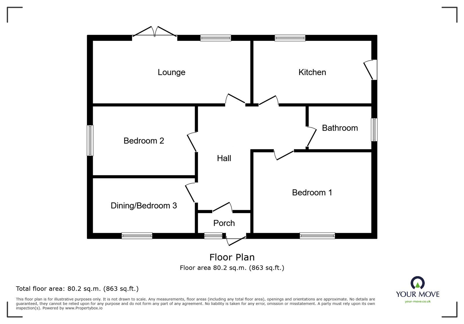 Floorplan of 3 bedroom Detached Bungalow for sale, Brookes Avenue, Croft, Leicestershire, LE9