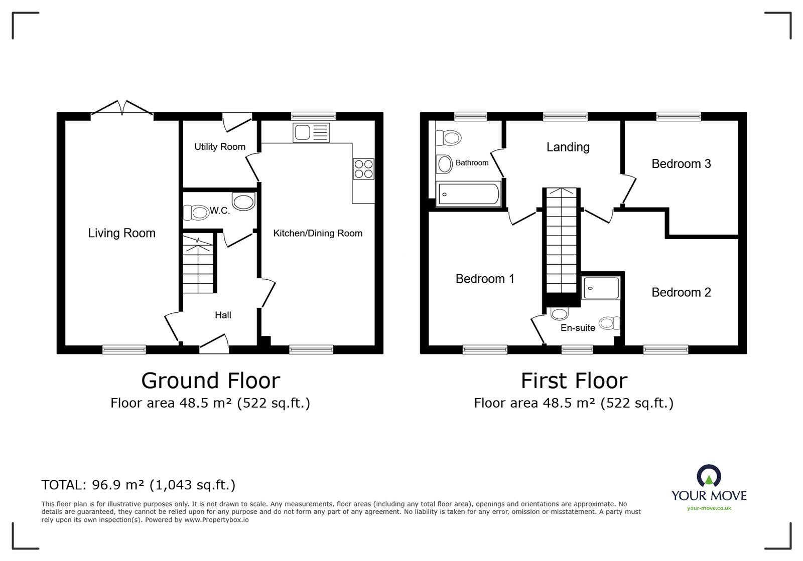 Floorplan of 3 bedroom Detached House for sale, Oak Tree Road, Great Glen, Leicestershire, LE8