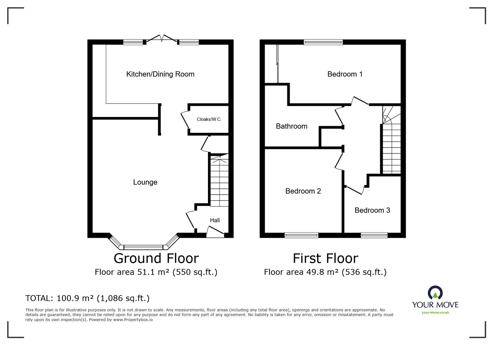 Floorplan of 3 bedroom End Terrace House for sale, Furrow Way, Great Glen, Leicestershire, LE8