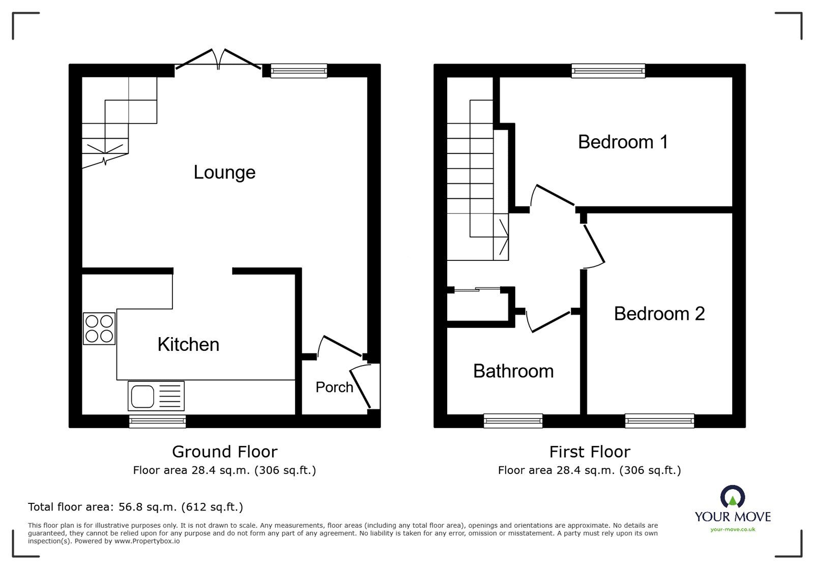 Floorplan of 2 bedroom Mid Terrace House for sale, Ellison Close, Wigston, Leicestershire, LE18