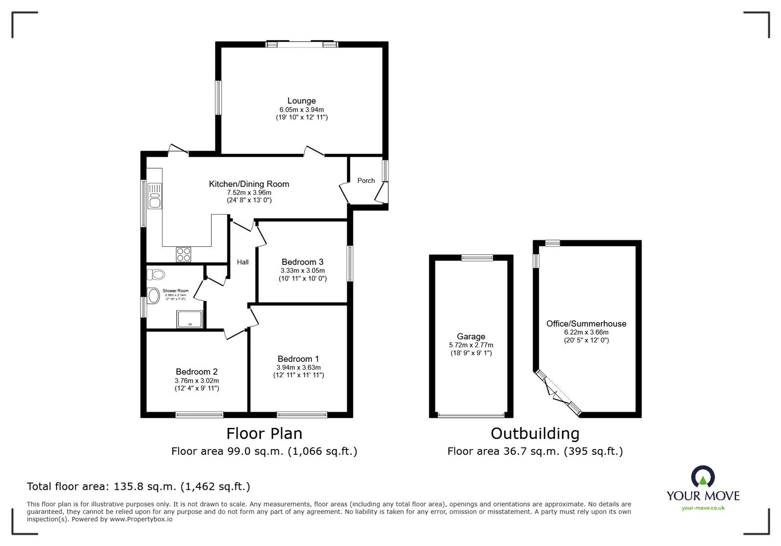 Floorplan of 3 bedroom Detached Bungalow for sale, Brookes Avenue, Croft, Leicestershire, LE9