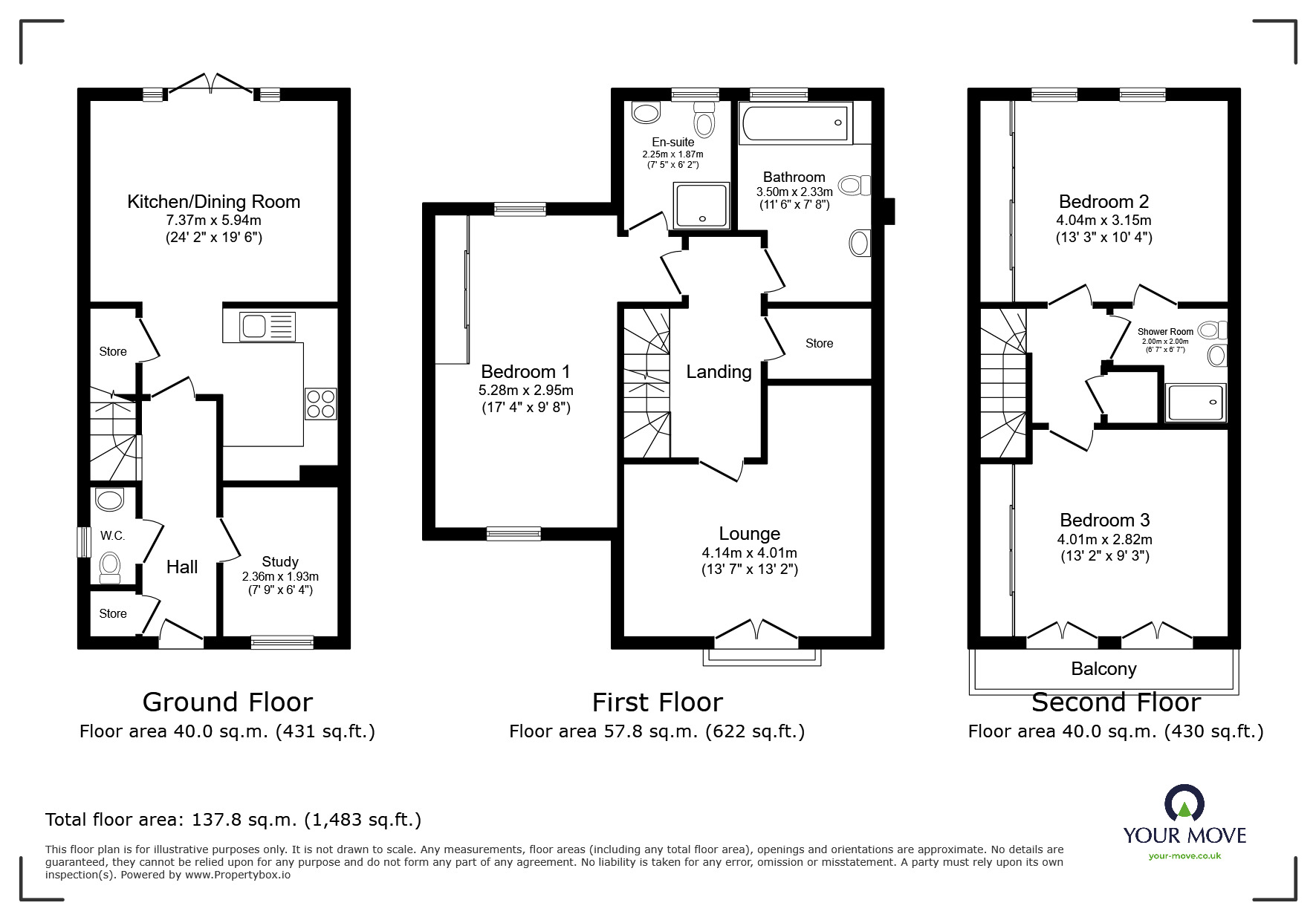 Floorplan of 4 bedroom Detached House for sale, Whiteadder Way, Lubbesthorpe, Leicestershire, LE19