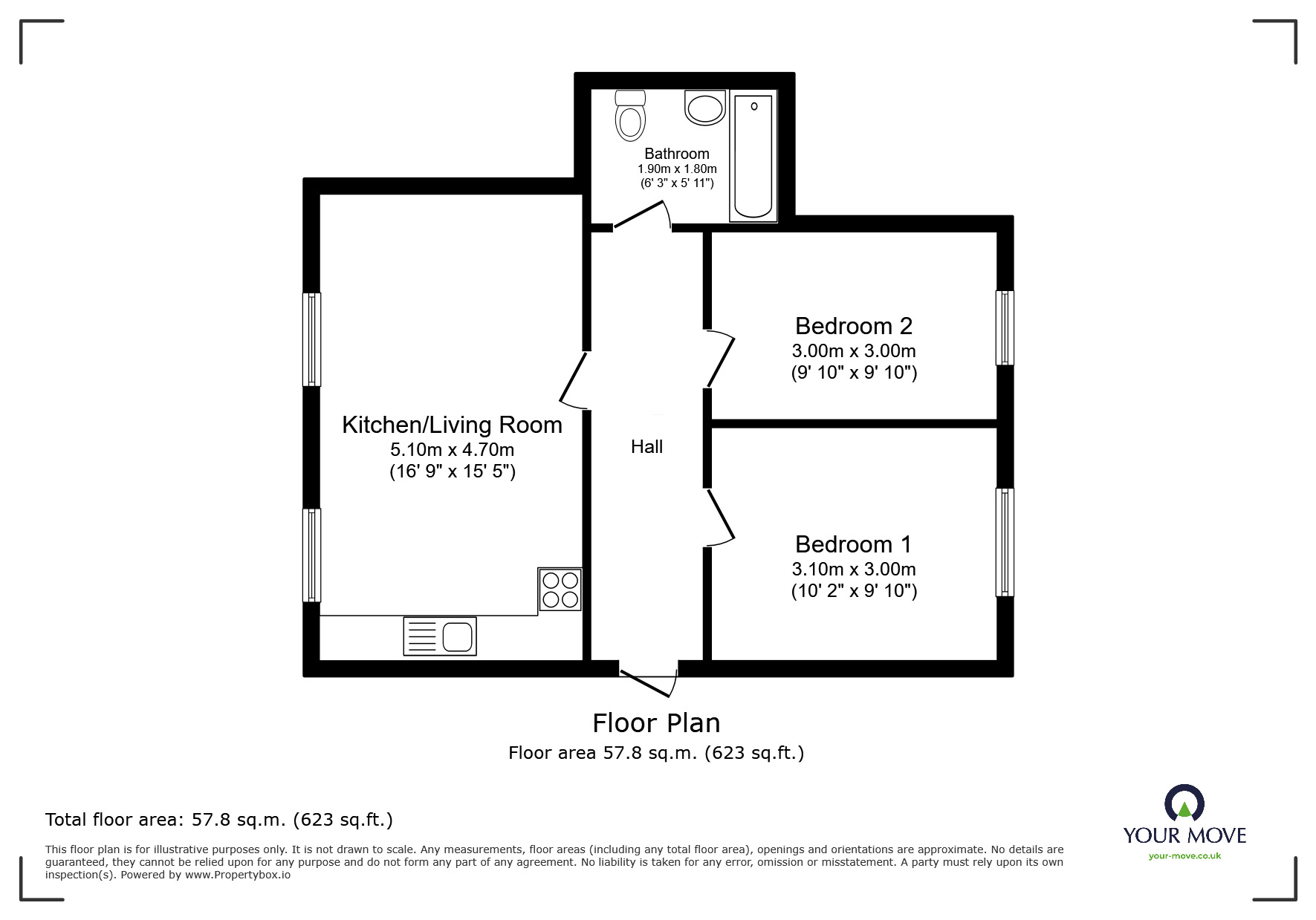 Floorplan of 2 bedroom  Flat to rent, Sloane Close, Enderby, Leicestershire, LE19