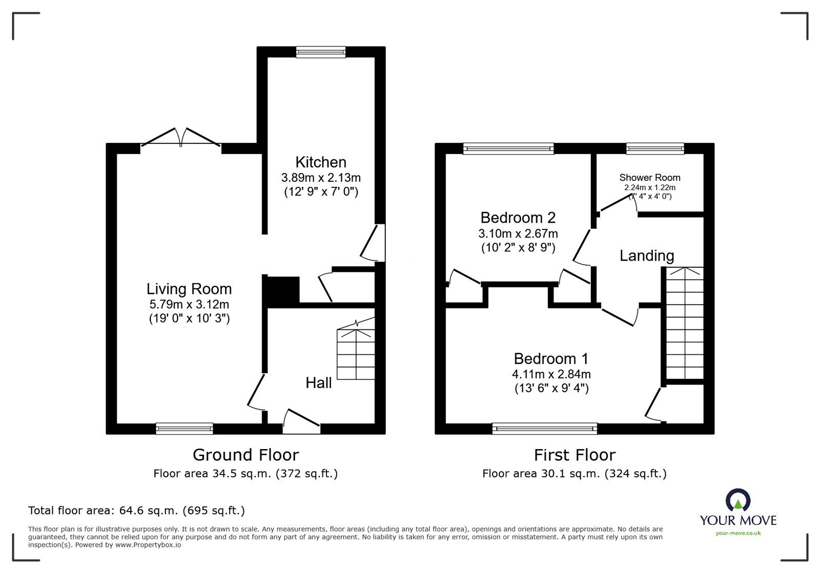 Floorplan of 2 bedroom End Terrace House for sale, Oakpool Gardens, Leicester, Leicestershire, LE2
