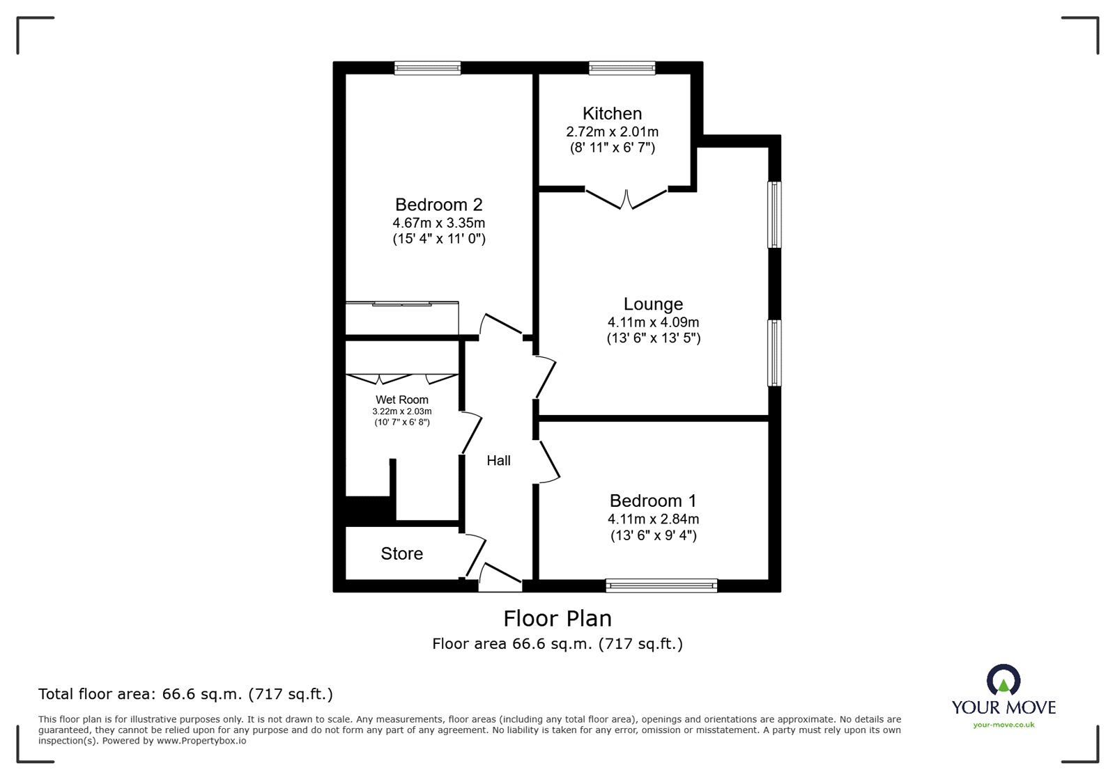 Floorplan of 2 bedroom  Flat for sale, Little Glen Road, Glen Parva, Leicestershire, LE2