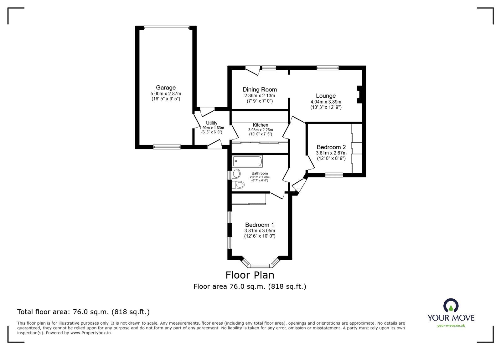 Floorplan of Detached Bungalow for sale, The Bridle, Glen Parva, Leicestershire, LE2