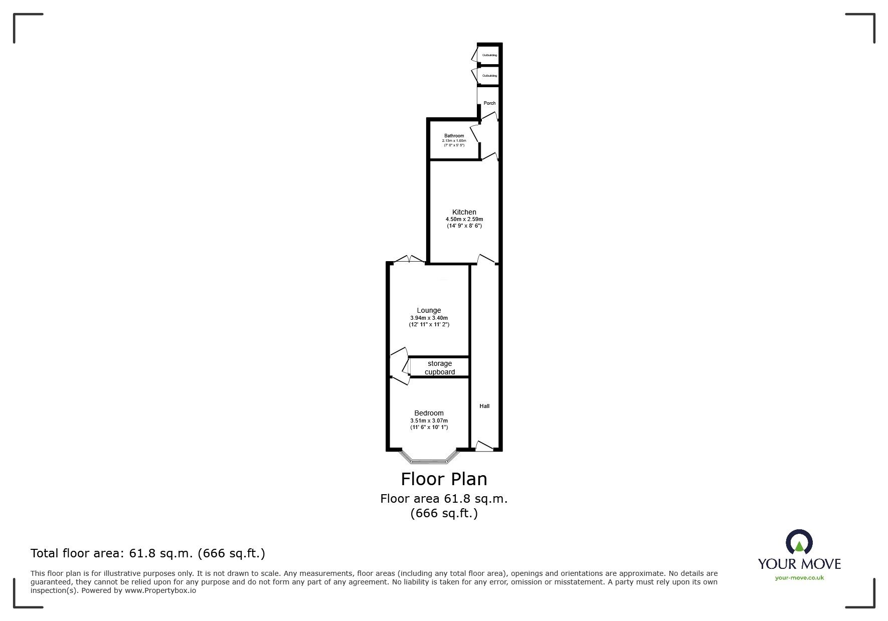 Floorplan of 1 bedroom Mid Terrace Flat for sale, Station Road, Wigston, Leicestershire, LE18