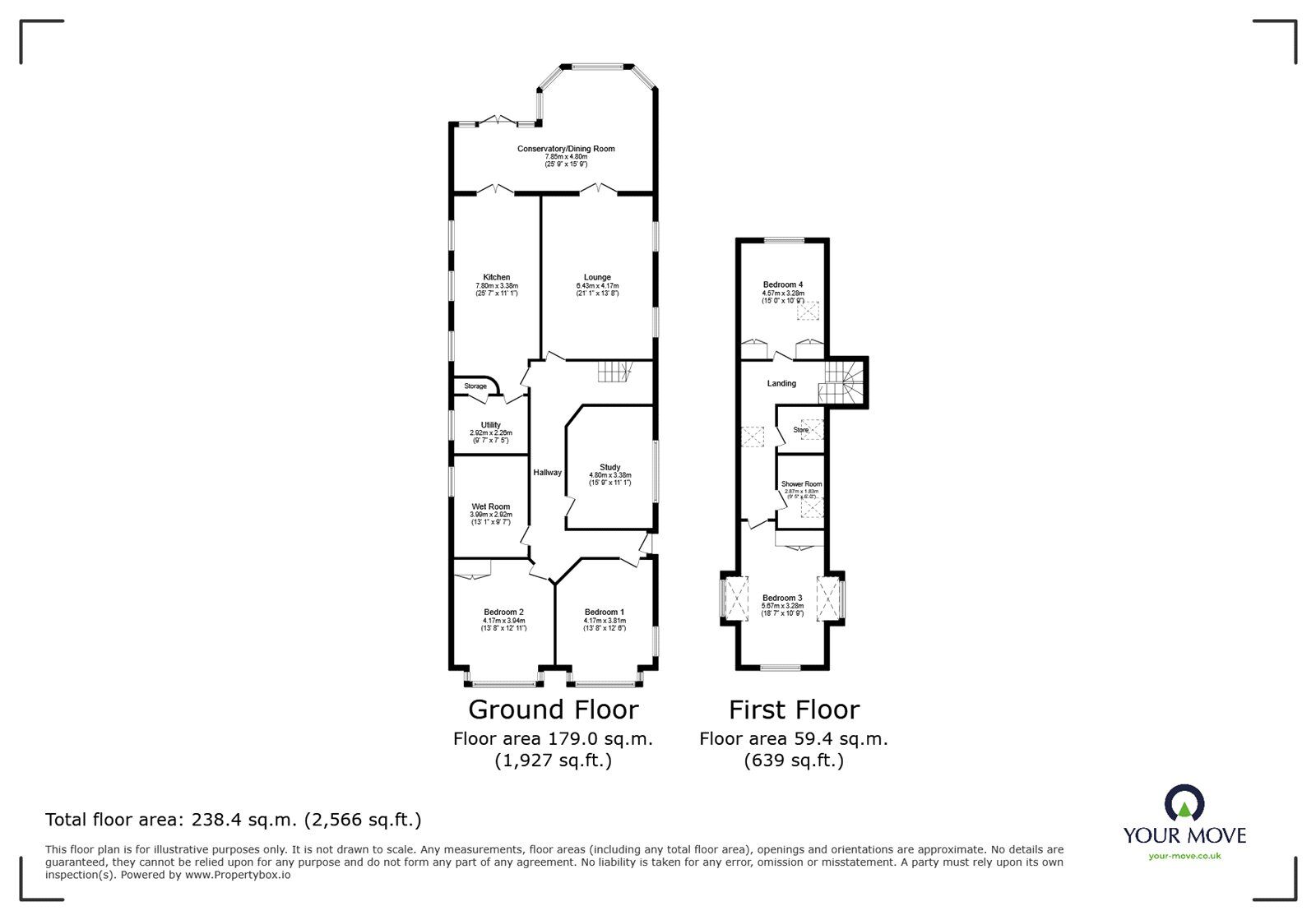 Floorplan of 4 bedroom Detached House for sale, Lutterworth Road, Blaby, Leicestershire, LE8