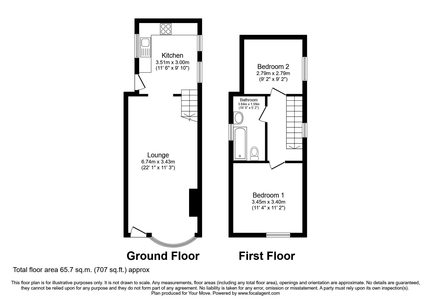 Floorplan of 2 bedroom Semi Detached House for sale, Wigston Street, Countesthorpe, Leicestershire, LE8