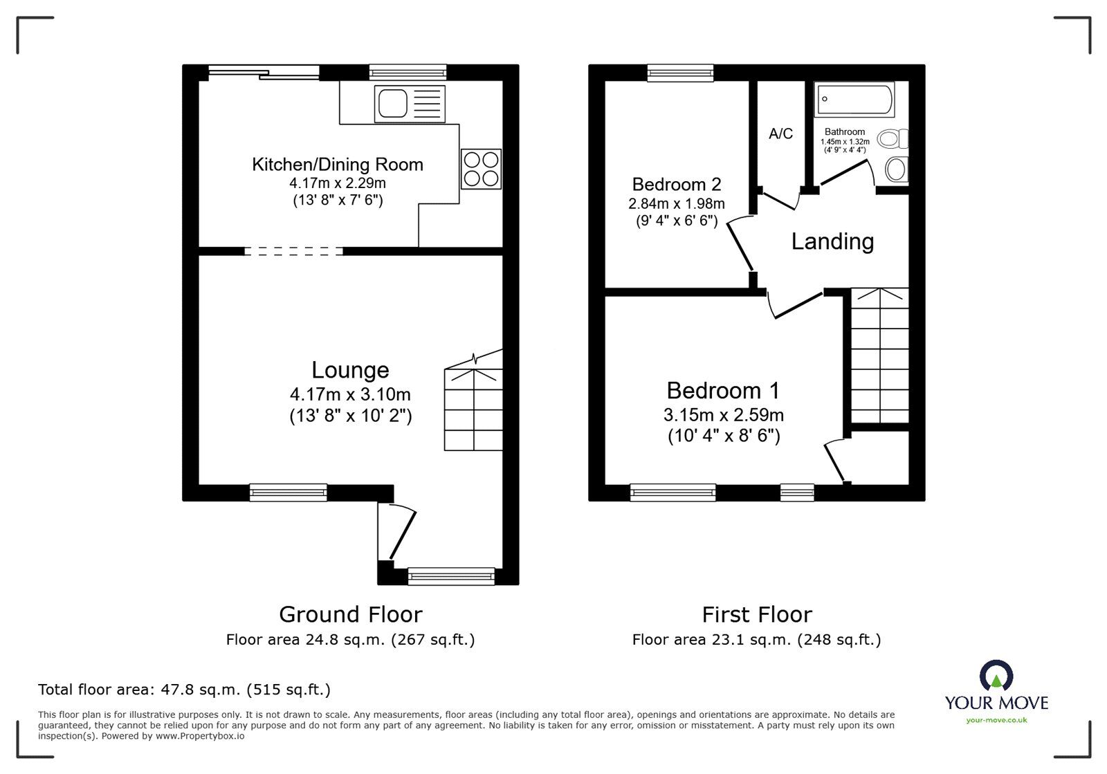 Floorplan of 2 bedroom Semi Detached House for sale, Taylors Bridge Road, Wigston, Leicestershire, LE18