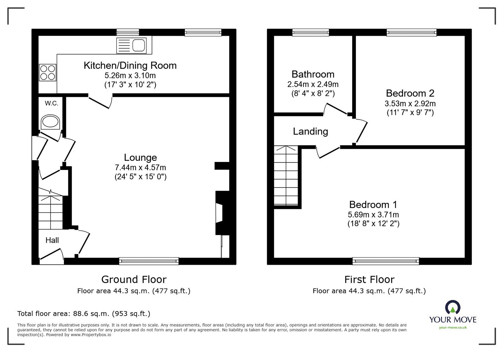 Floorplan of 2 bedroom Semi Detached House for sale, Croft Road, Cosby, Leicestershire, LE9