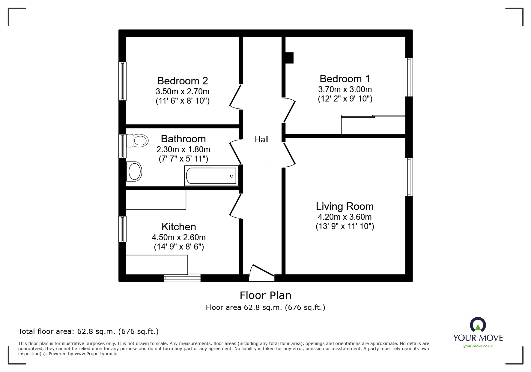 Floorplan of 2 bedroom Semi Detached Bungalow to rent, Gloucester Crescent, Wigston, Leicestershire, LE18