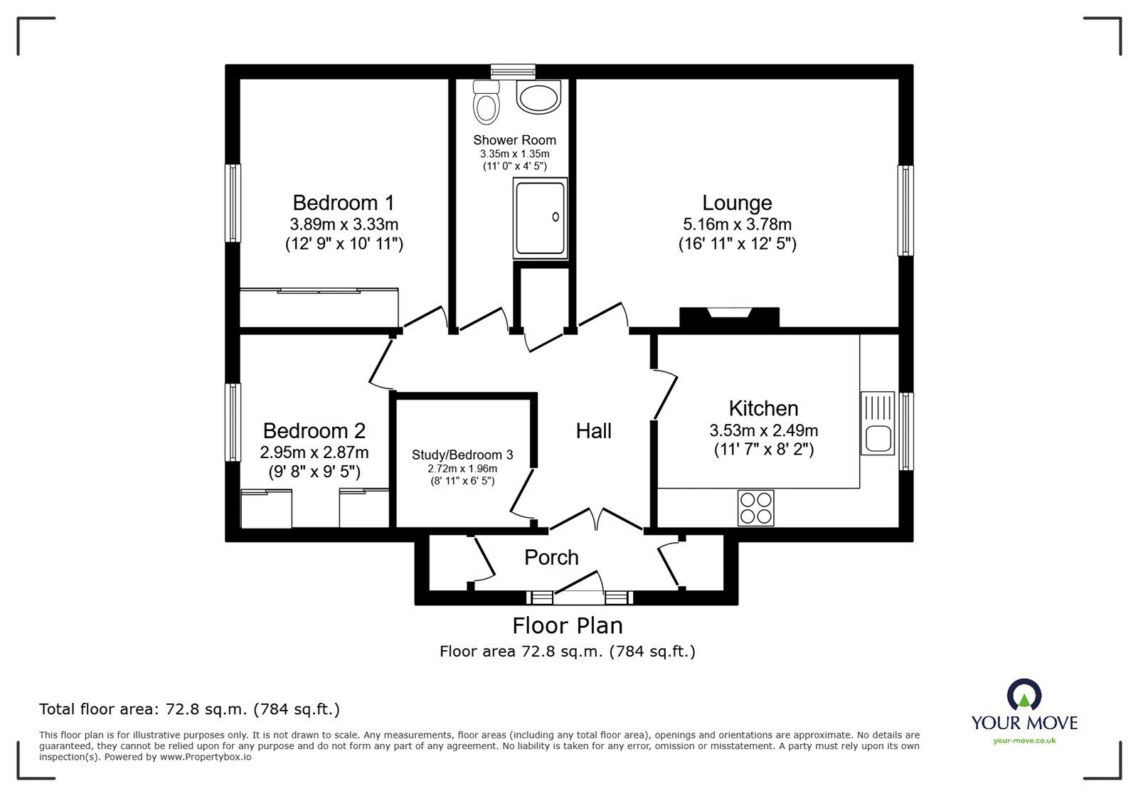 Floorplan of 3 bedroom Detached Bungalow for sale, Vicarage Lane, Whetstone, Leicestershire, LE8