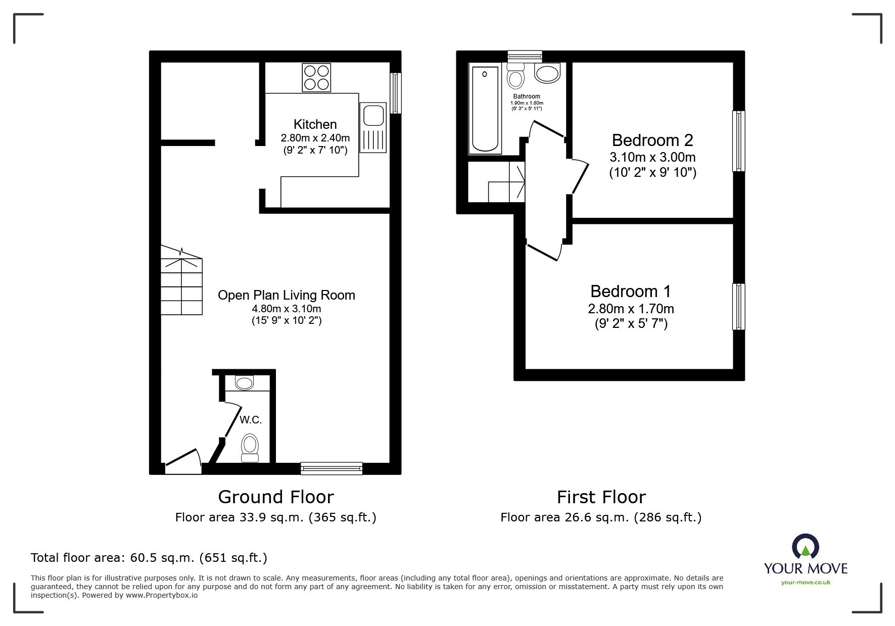 Floorplan of 2 bedroom House to rent, Wick Road, Lubbesthorpe, Leicestershire, LE19