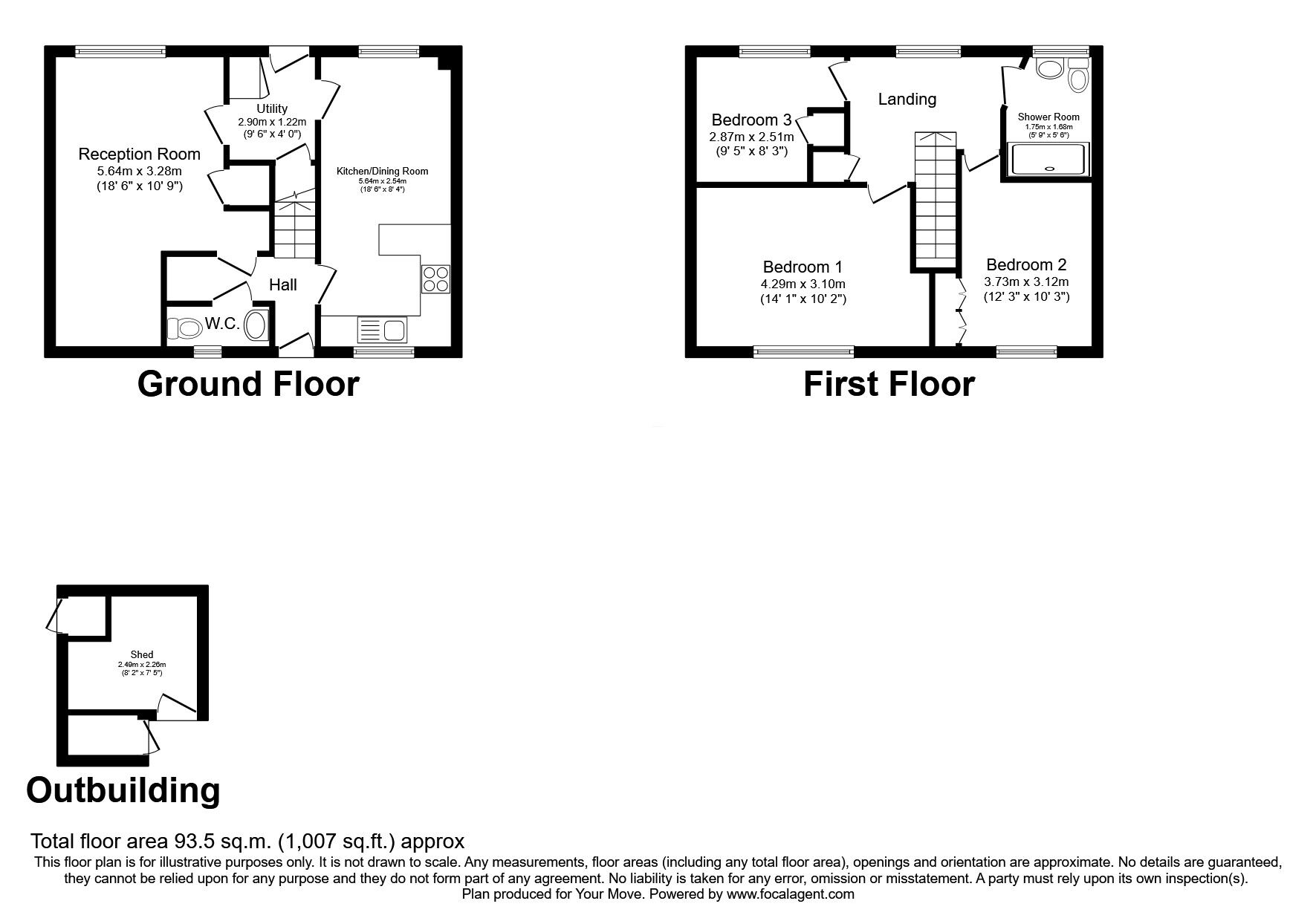 Floorplan of 3 bedroom Mid Terrace House for sale, Cranmer Close, Blaby, Leicester, LE8