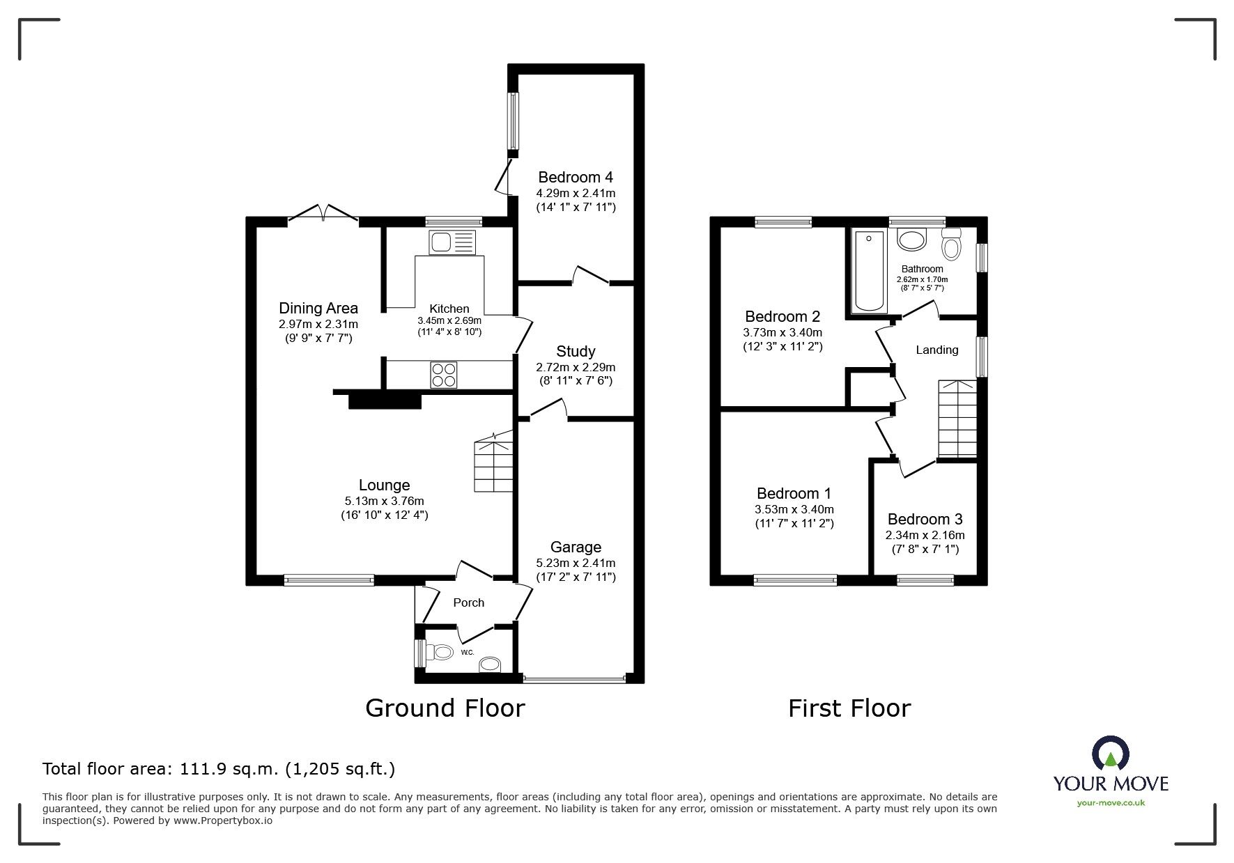Floorplan of 4 bedroom Detached House for sale, Emerson Close, Leicester, Leicestershire, LE4